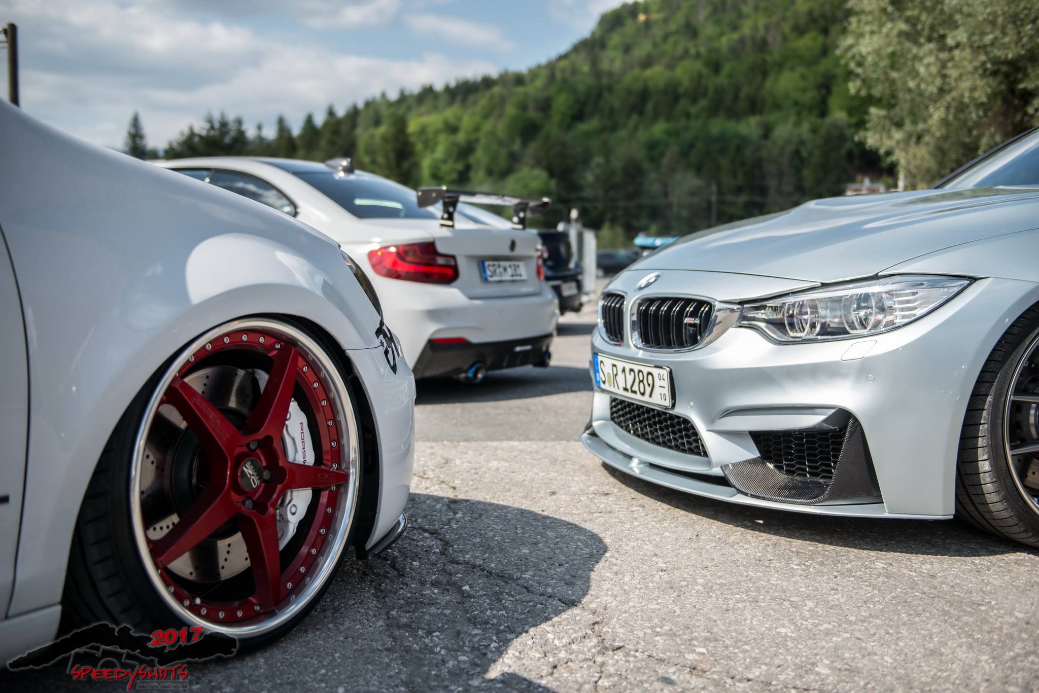 Tuning Volkswagen Car Worthersee Colored Wheels Car Meets BMW Volkswagen Golf Mk6 GTi BMW F80 F82 F8 2048x1367