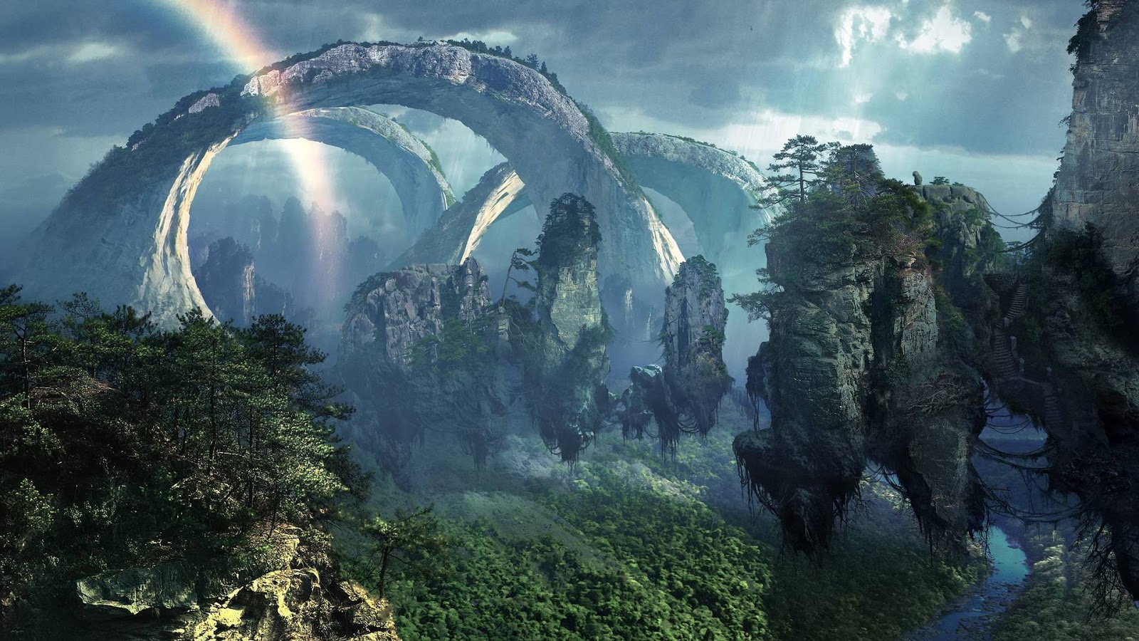 Forest Avatar Movies Render Mountains Pandora 1600x900
