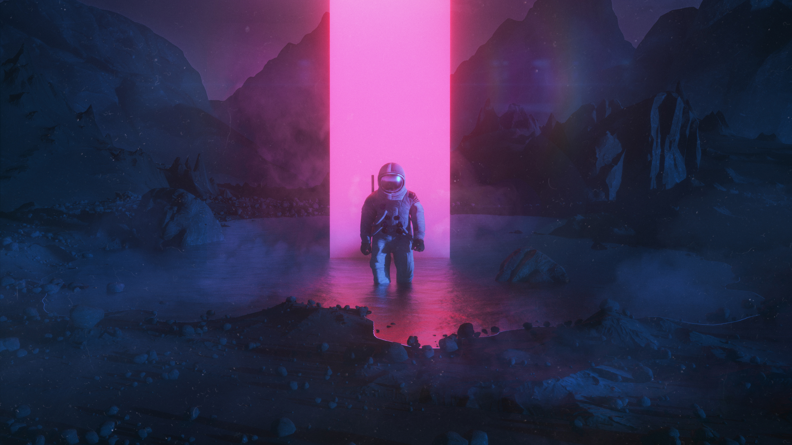 Artwork Digital Art Neon Astronaut Monolith Beeple Men 3000x1688