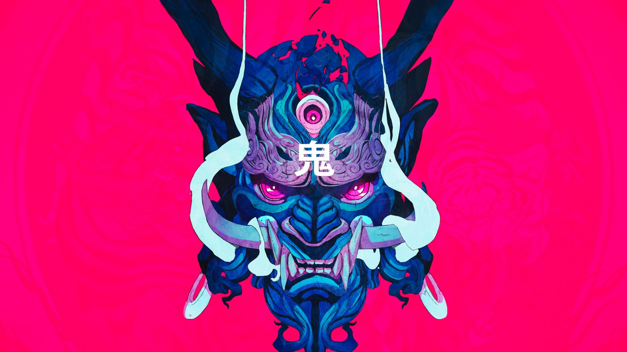 Demon Demon Horns Japanese Art Chun Lo Red 2048x1152