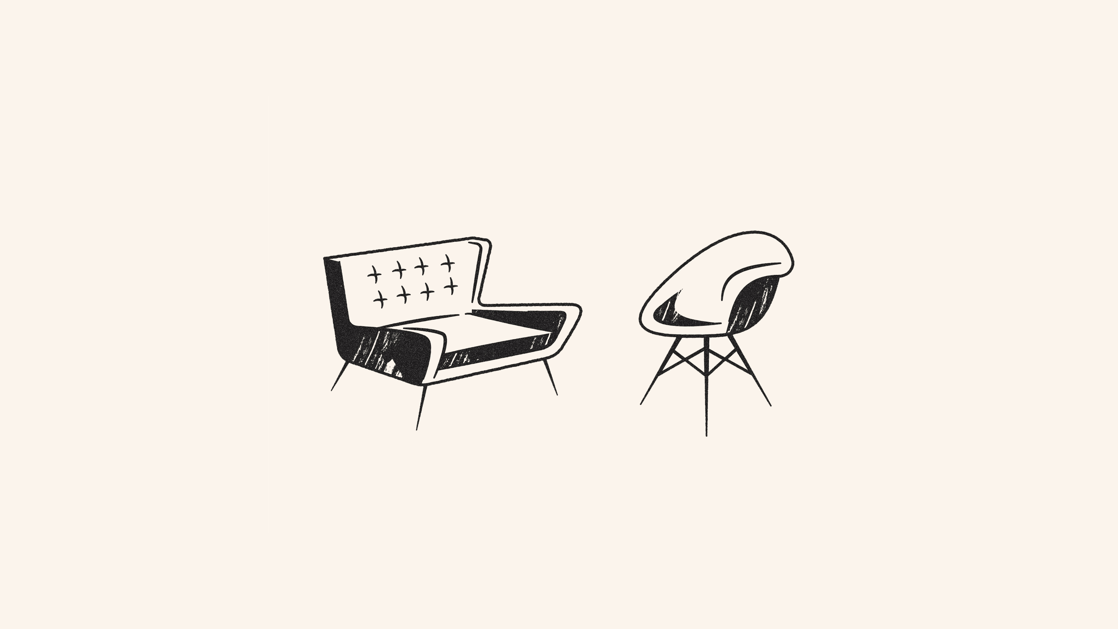 Chair Couch Art Deco Modern Illustration Minimalism White Background White Industrial Design 3840x2160