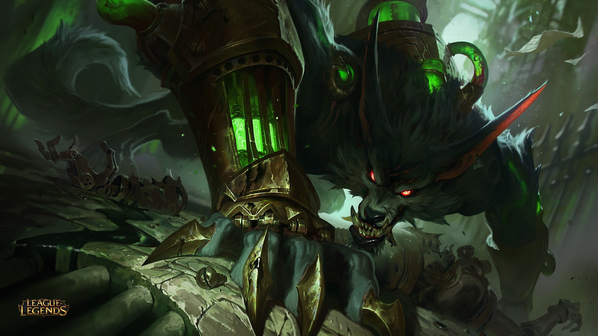 Warwick Summoners Rift League Of Legends Creature Red Eyes Glowing Eyes Werewolves 1920x1080