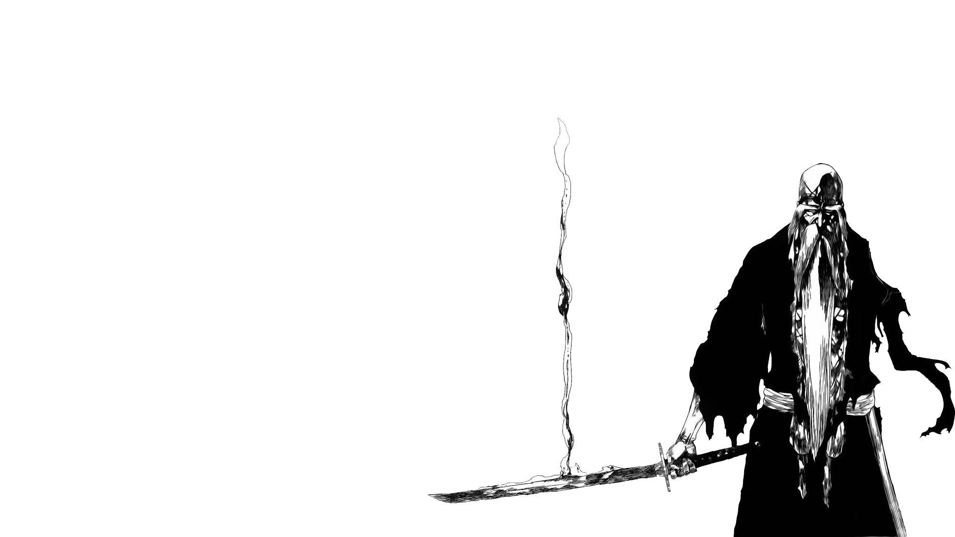 Bleach Anime Simple Background Katana White Background Monochrome Genry Sai Shigekuni Yamamoto Banka 1920x1080