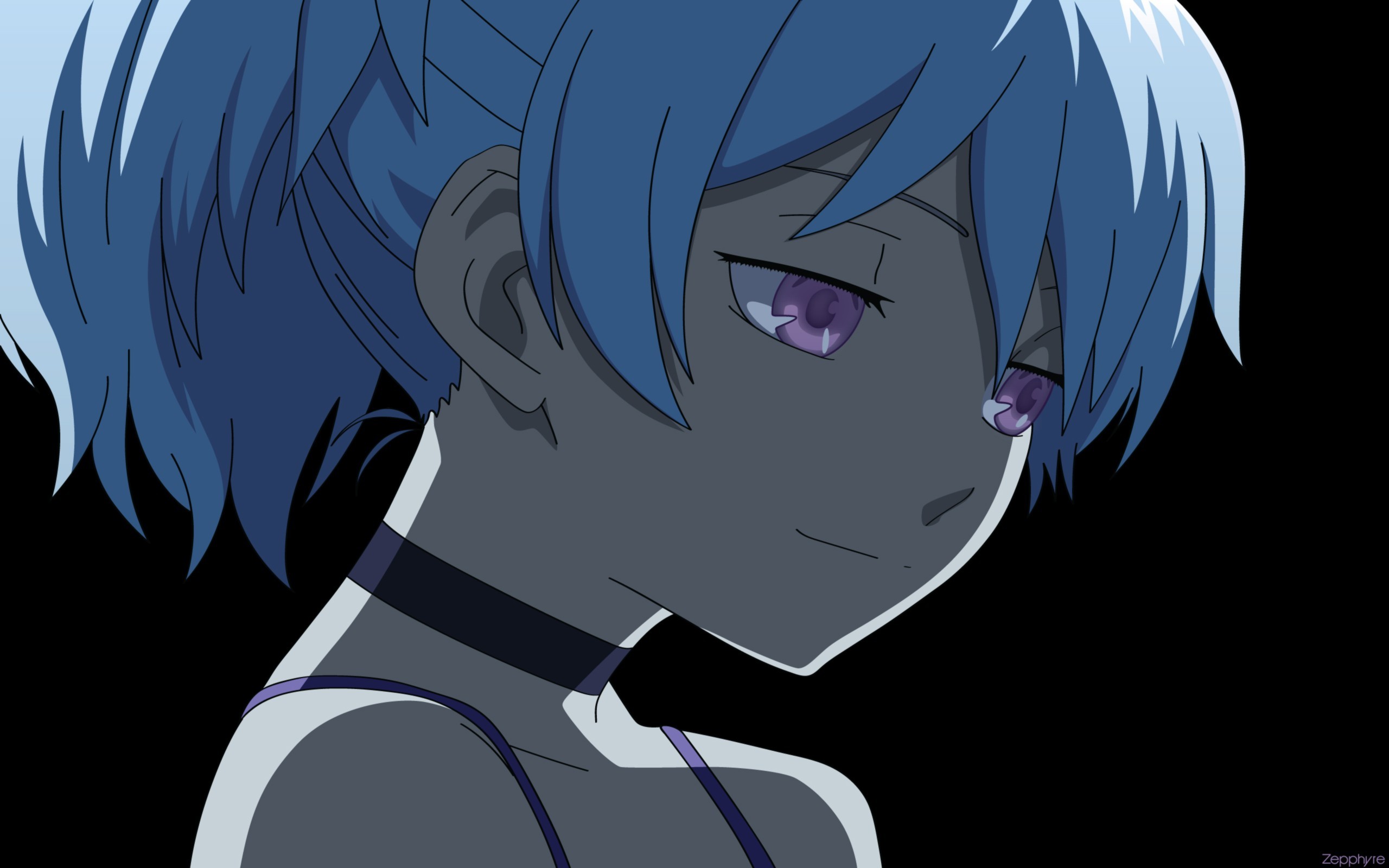Darker Than Black Yin Anime Girls Anime Blue Hair Purple Eyes 2560x1600