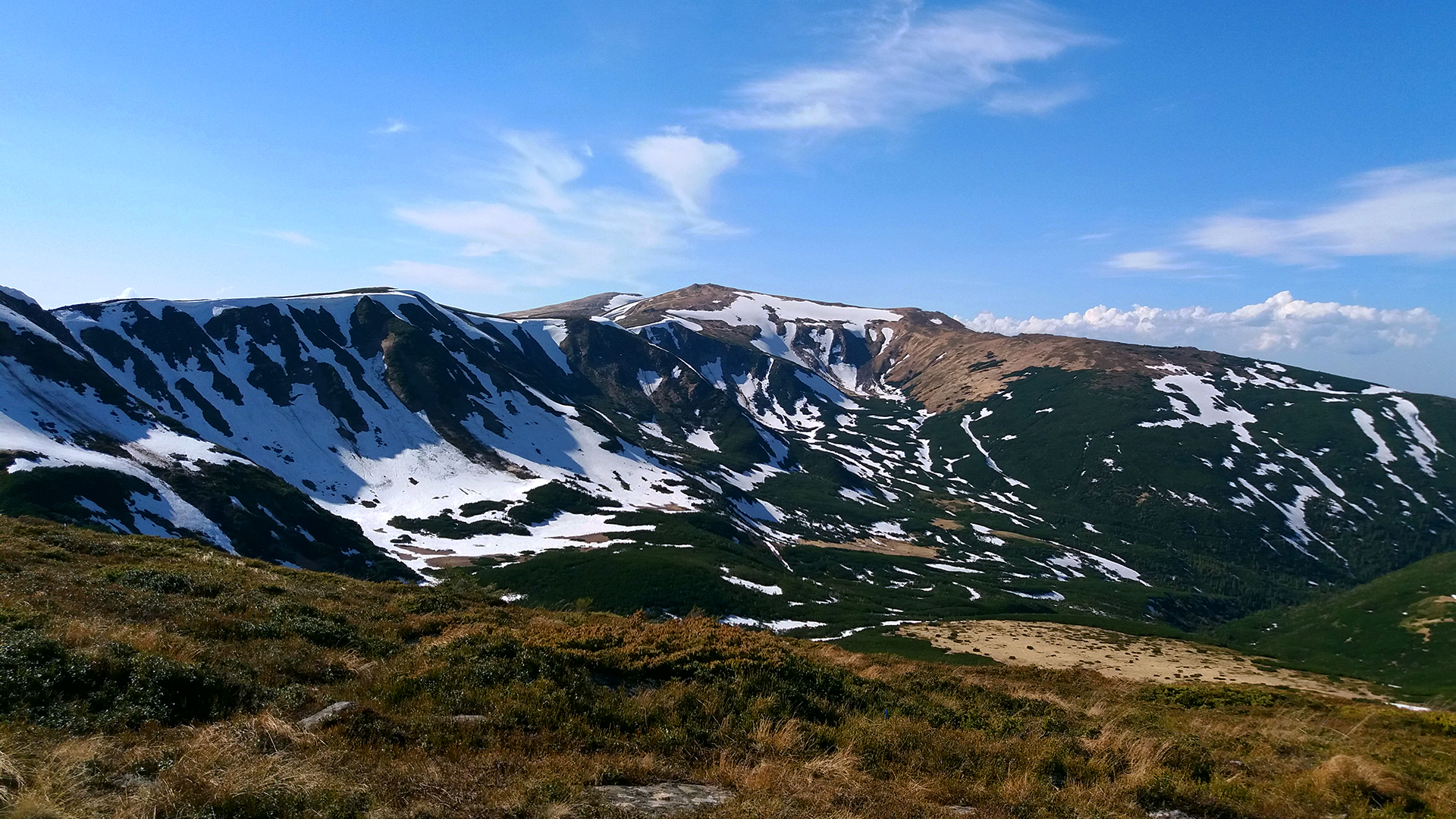 Nature Mountains Carpathians Ukraine Snow Clouds Landscape 1920x1080