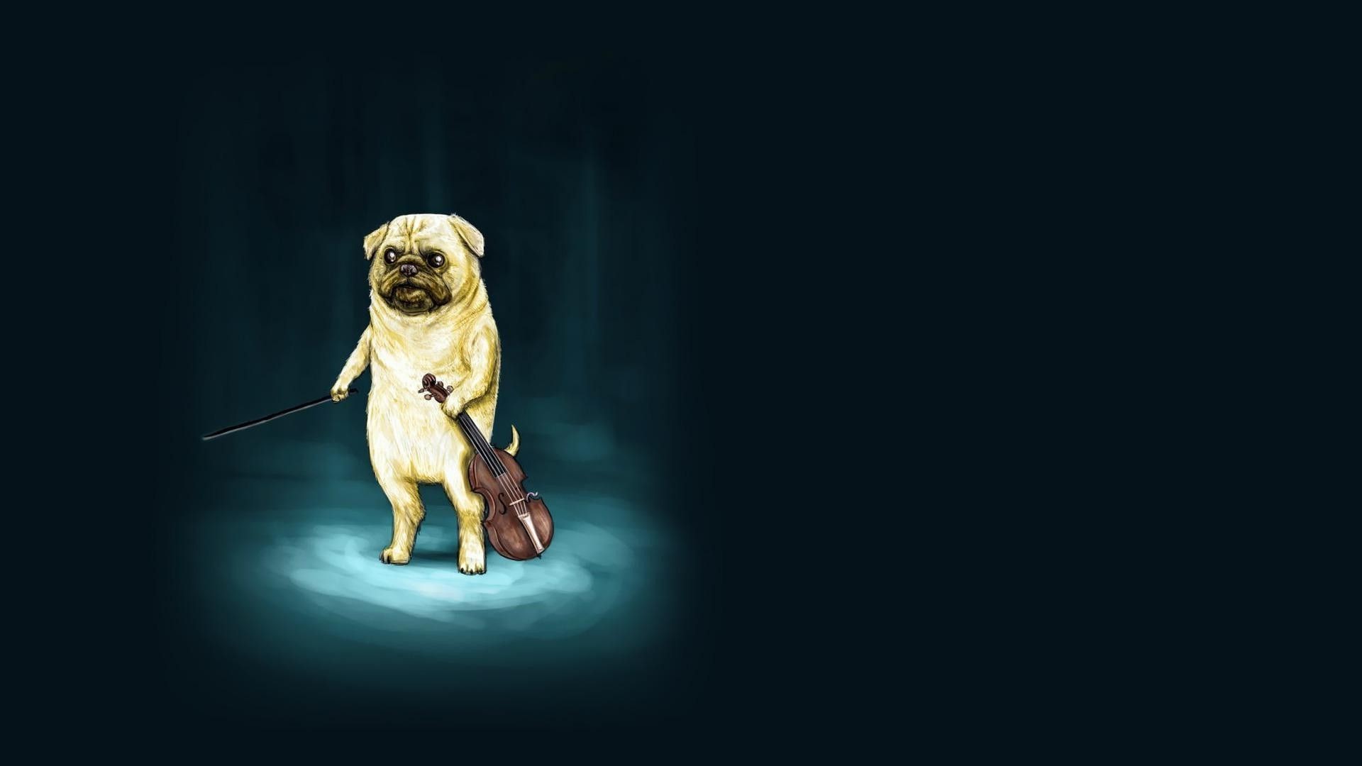 Pug Violin Jake The Dog 1920x1080