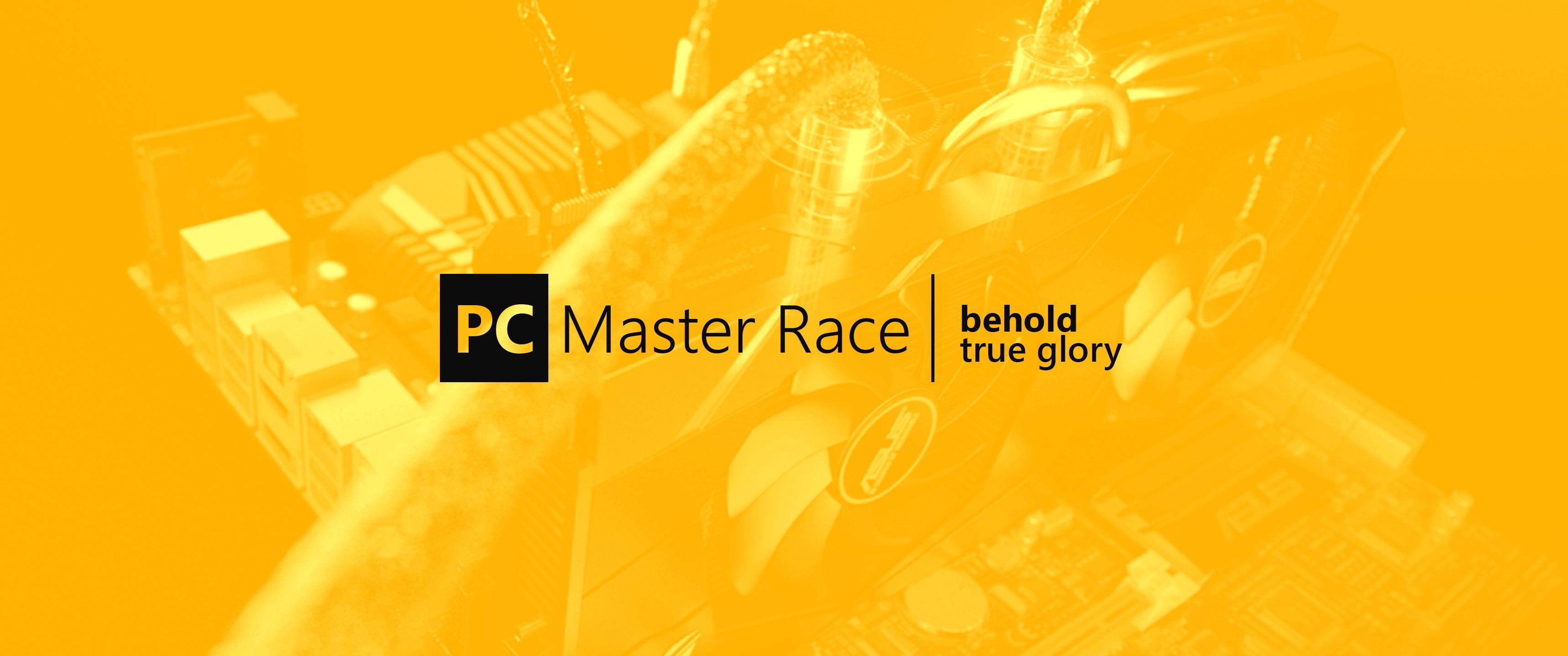 PC Master Race PC Gaming Yellow Background 3440x1440