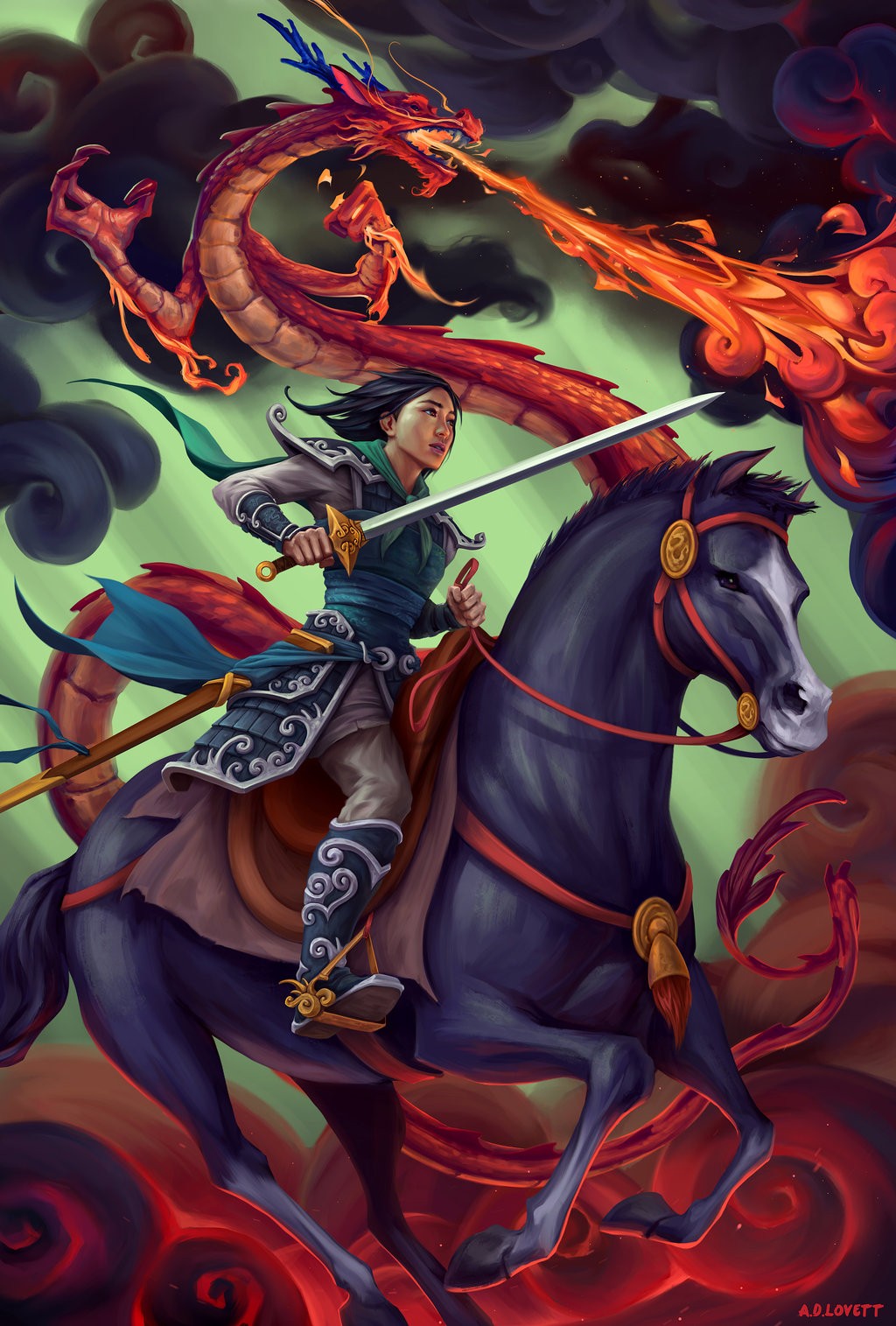 Mulan Dragon Sword Horse 1024x1515
