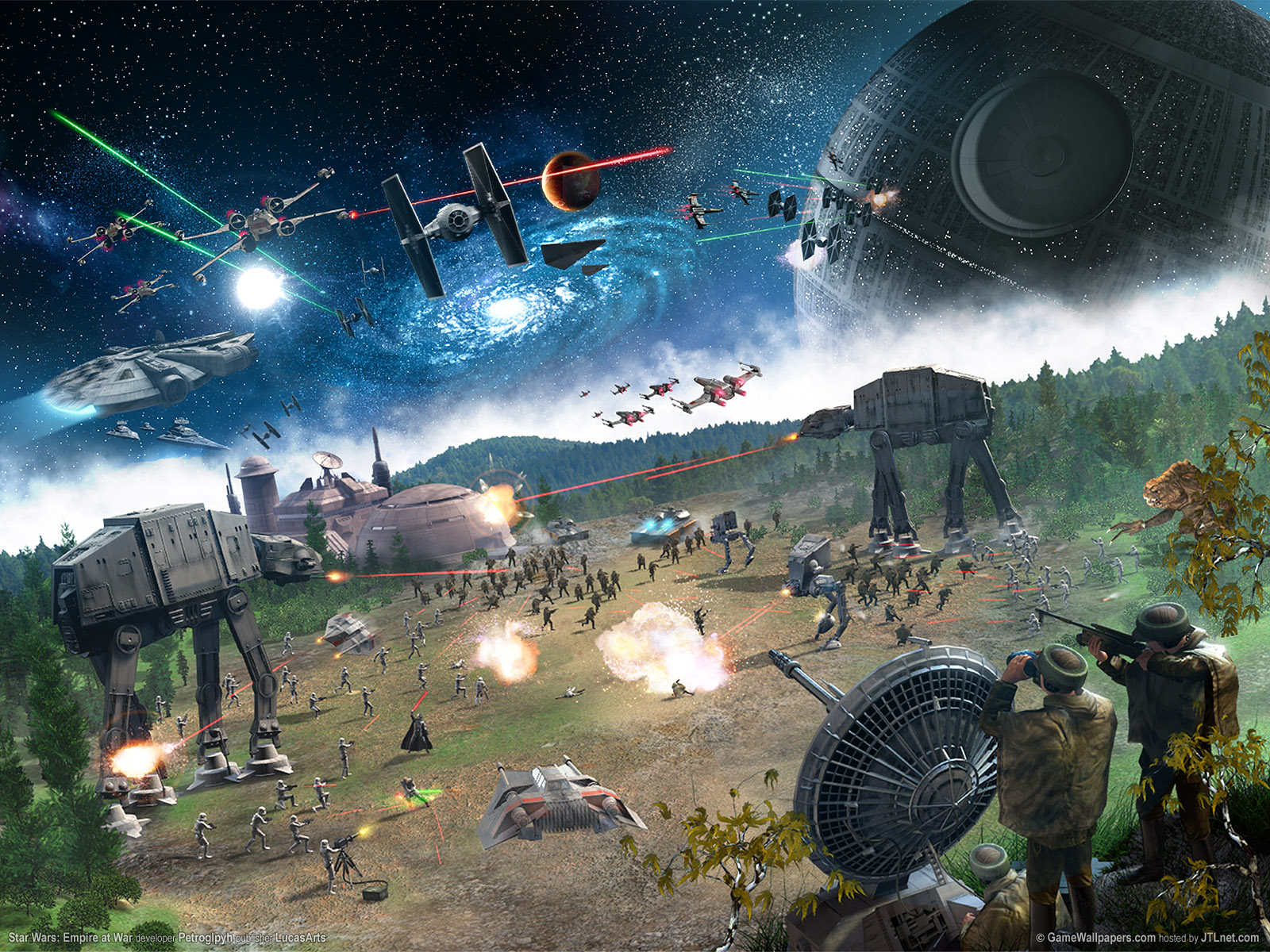 Star Wars AT AT Walker TiE Fighter X Wing Death Star Millennium Falcon Battle Sci Fi 1600x1200