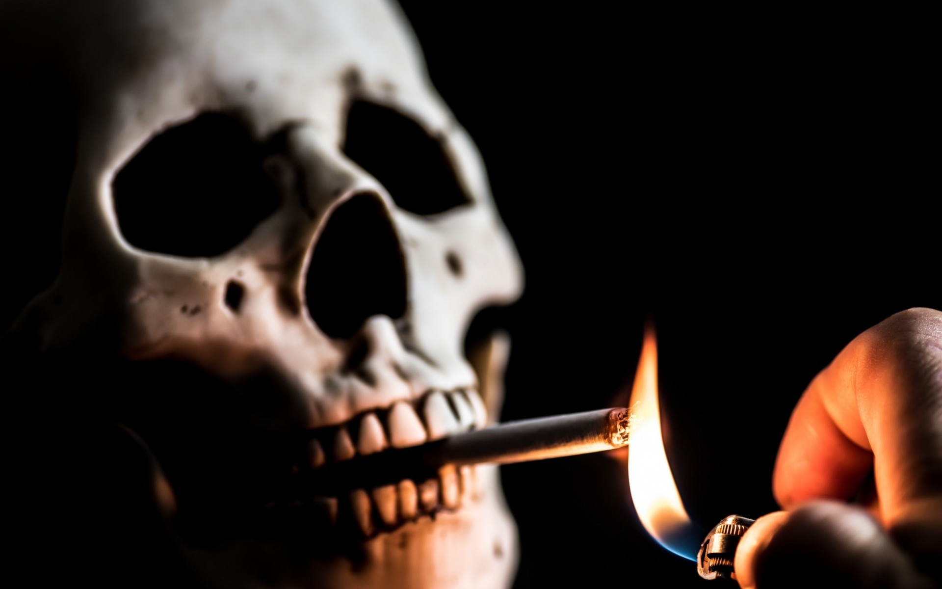 Cigarettes Death Smoking Lighter Skull 1920x1200