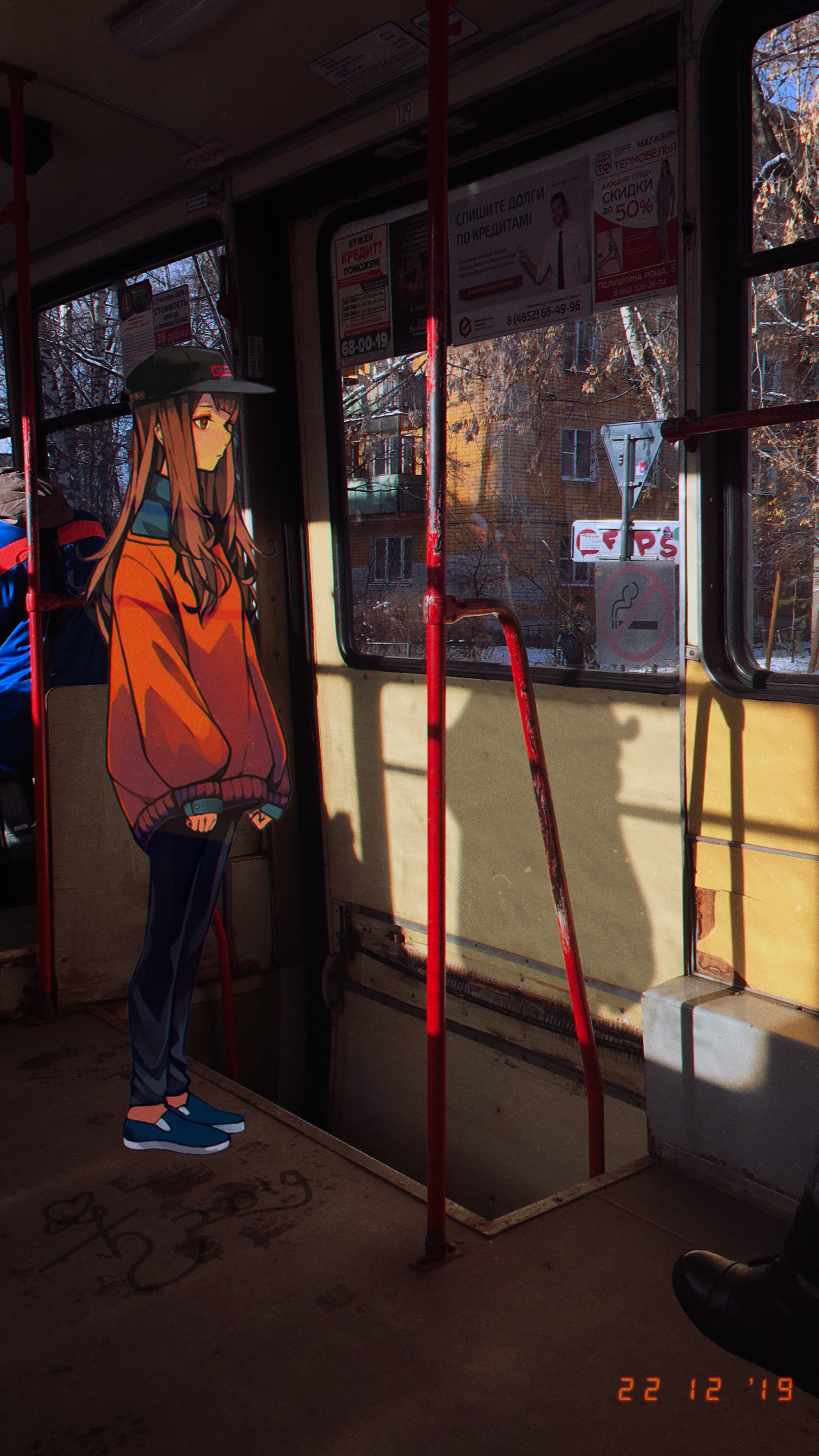 Anime Anime Girls Anime Irl Tram Russia Waiting Winter 2102x3736