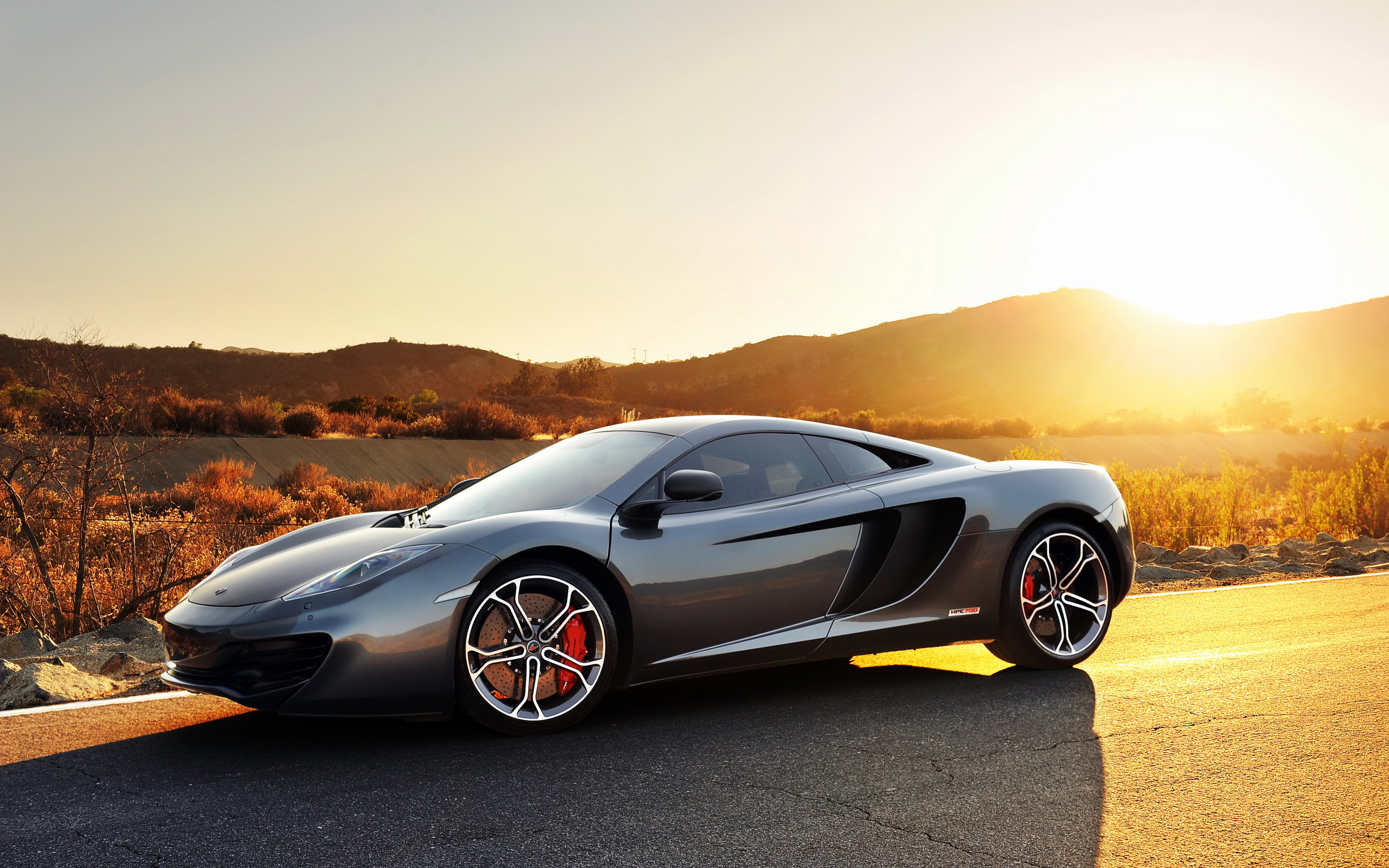 McLaren MP4 12C McLaren Car Sunset McLaren 12C Supercar Vehicle Silver Car 2880x1800