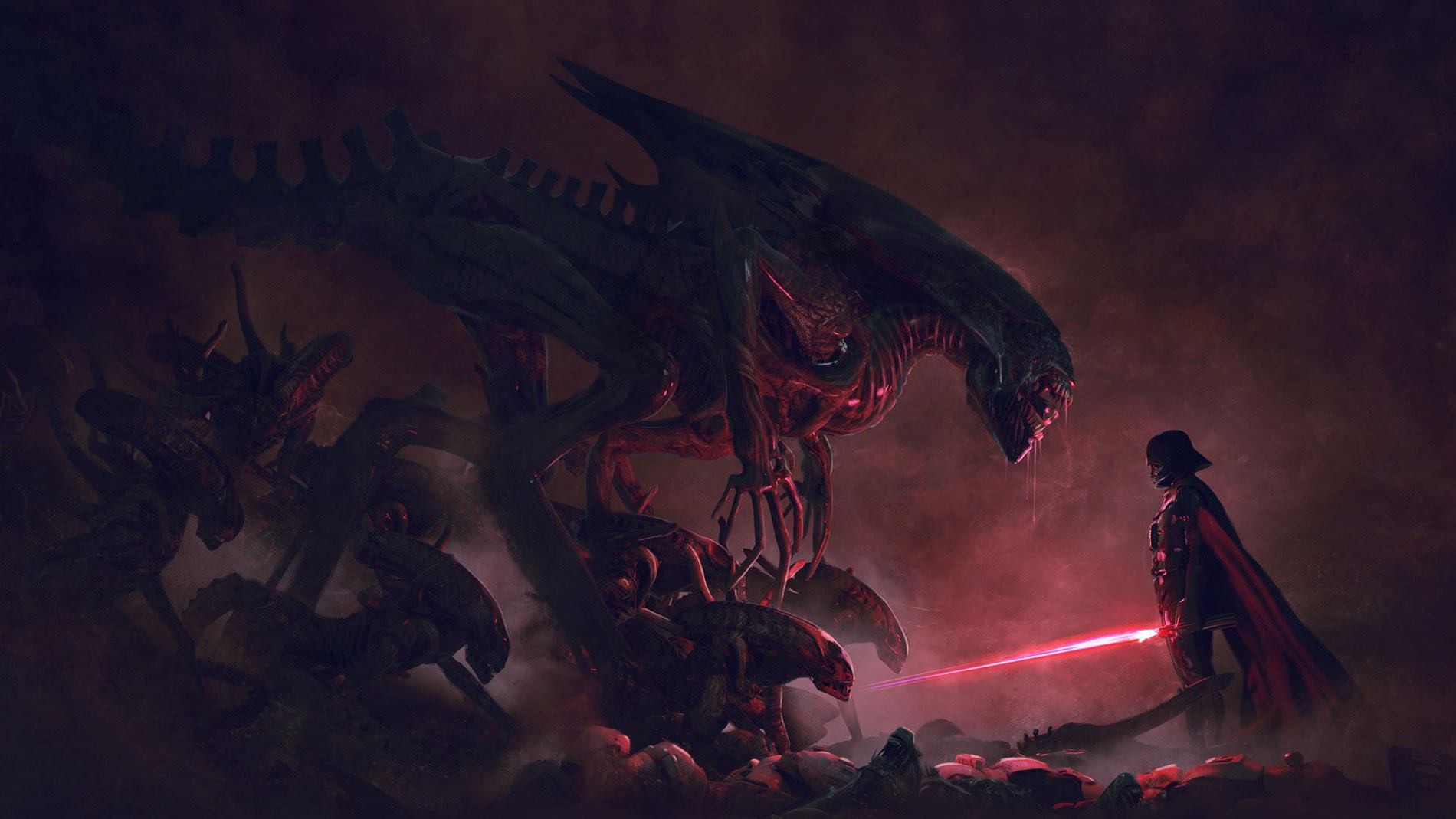 Darth Vader Alien Vs Predator Aliens Star Wars 1900x1069