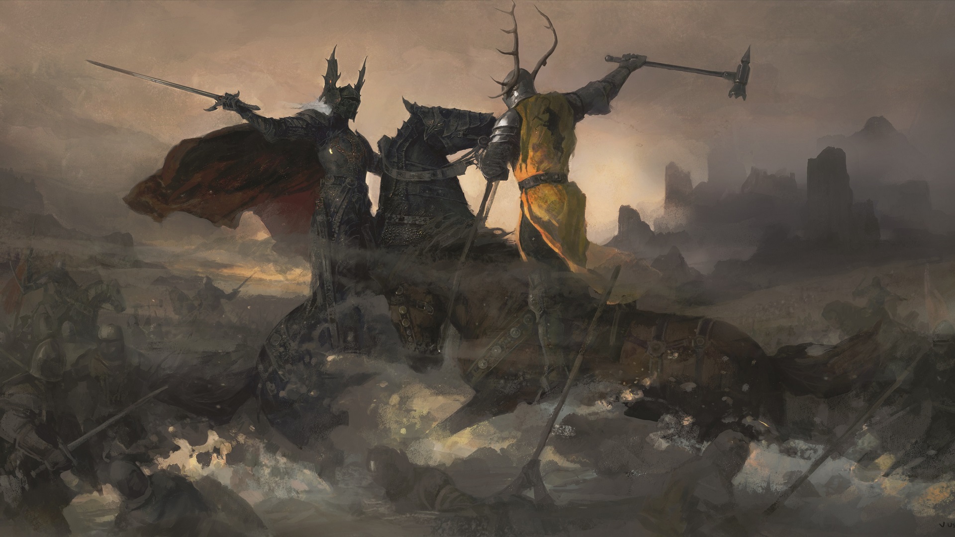 Game Of Thrones House Baratheon House Targaryen Artwork Fantasy Art Knight Sword Hammer Horns 1920x1080