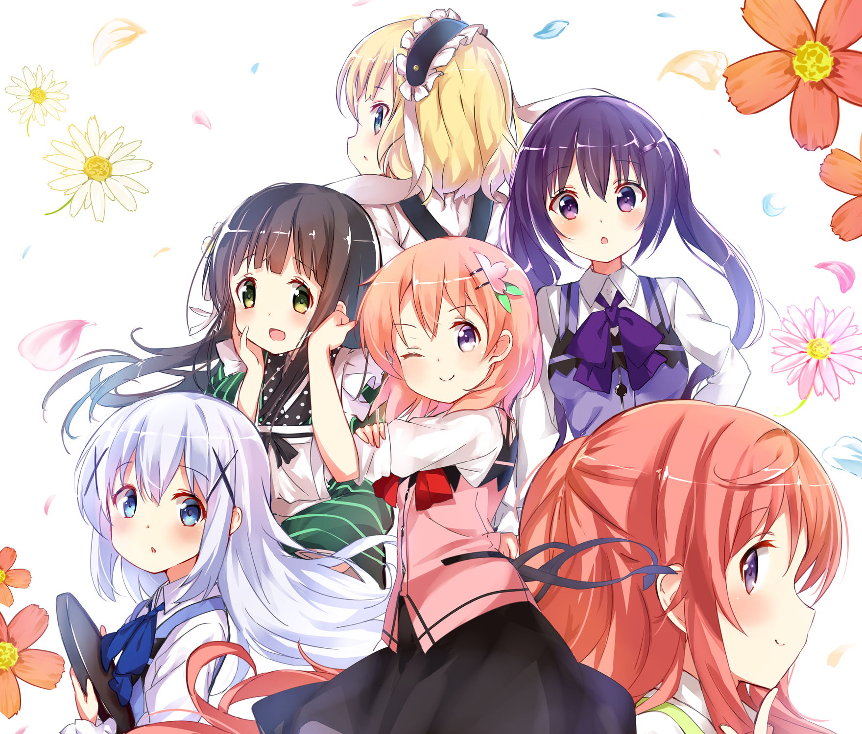 Anime Anime Girls Gochuumon Wa Usagi Desu Ka Gochuumon Wa Usagi Desu Ka Kafuu Chino Ujimatsu Chiya H 1760x1500