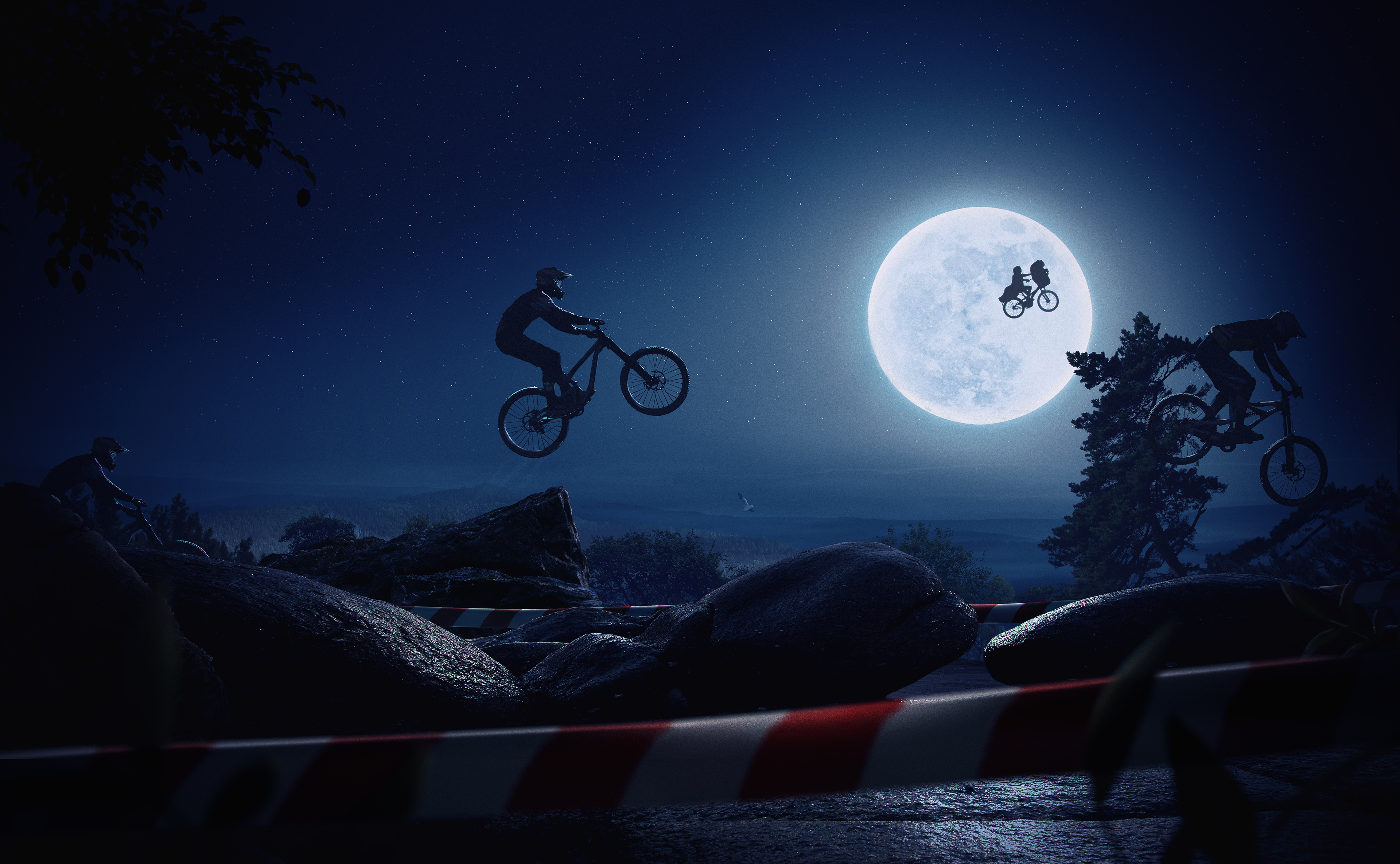 Digital Digital Art Artwork Fantasy Art Photoshop Photo Manipulation Photomontage Night Sky Bicycle  3840x2371
