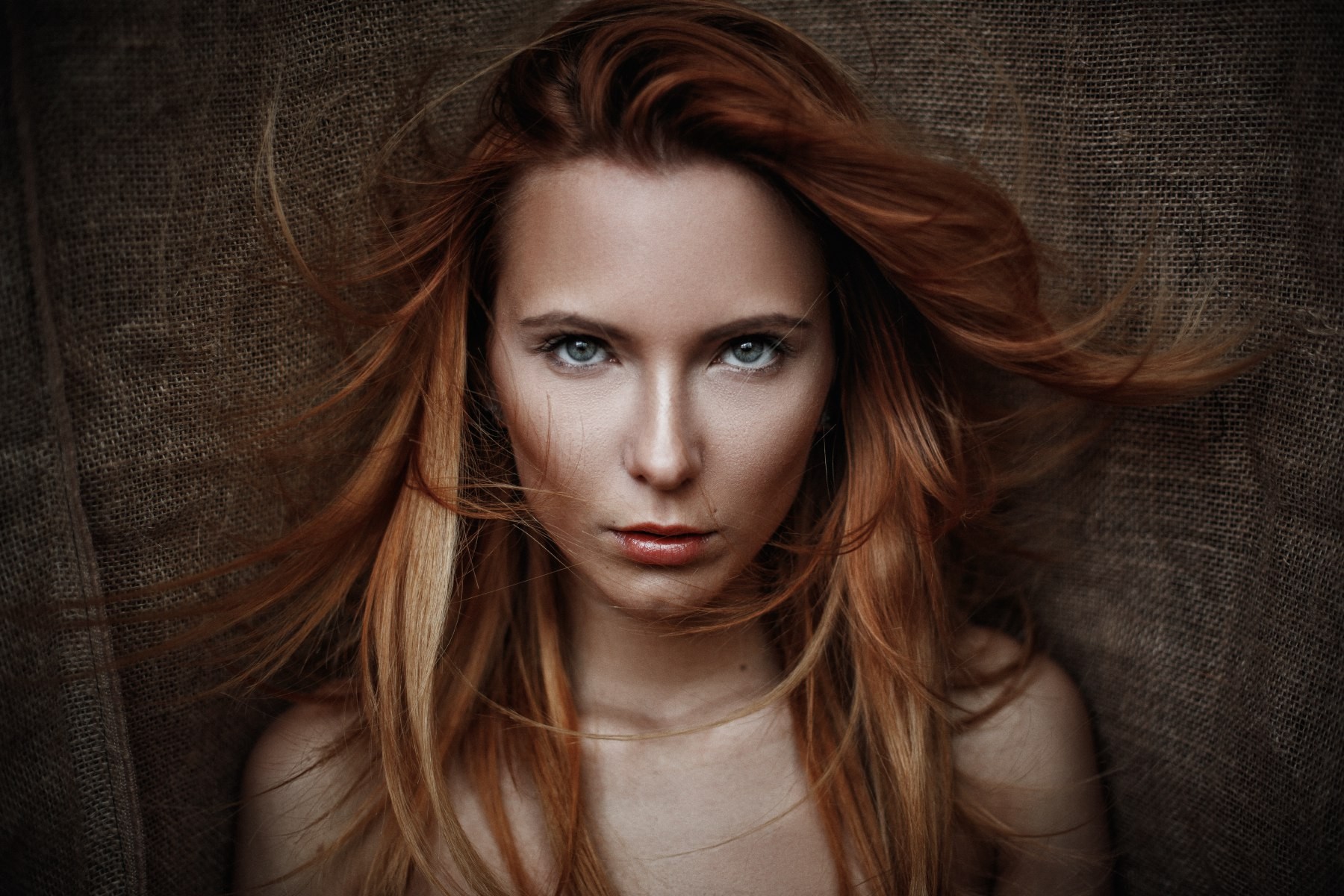 Women Face Portrait Redhead Bare Shoulders Stefania Valentinovna Iodkovskaya Lip Piercing Scar Stefa 1800x1200