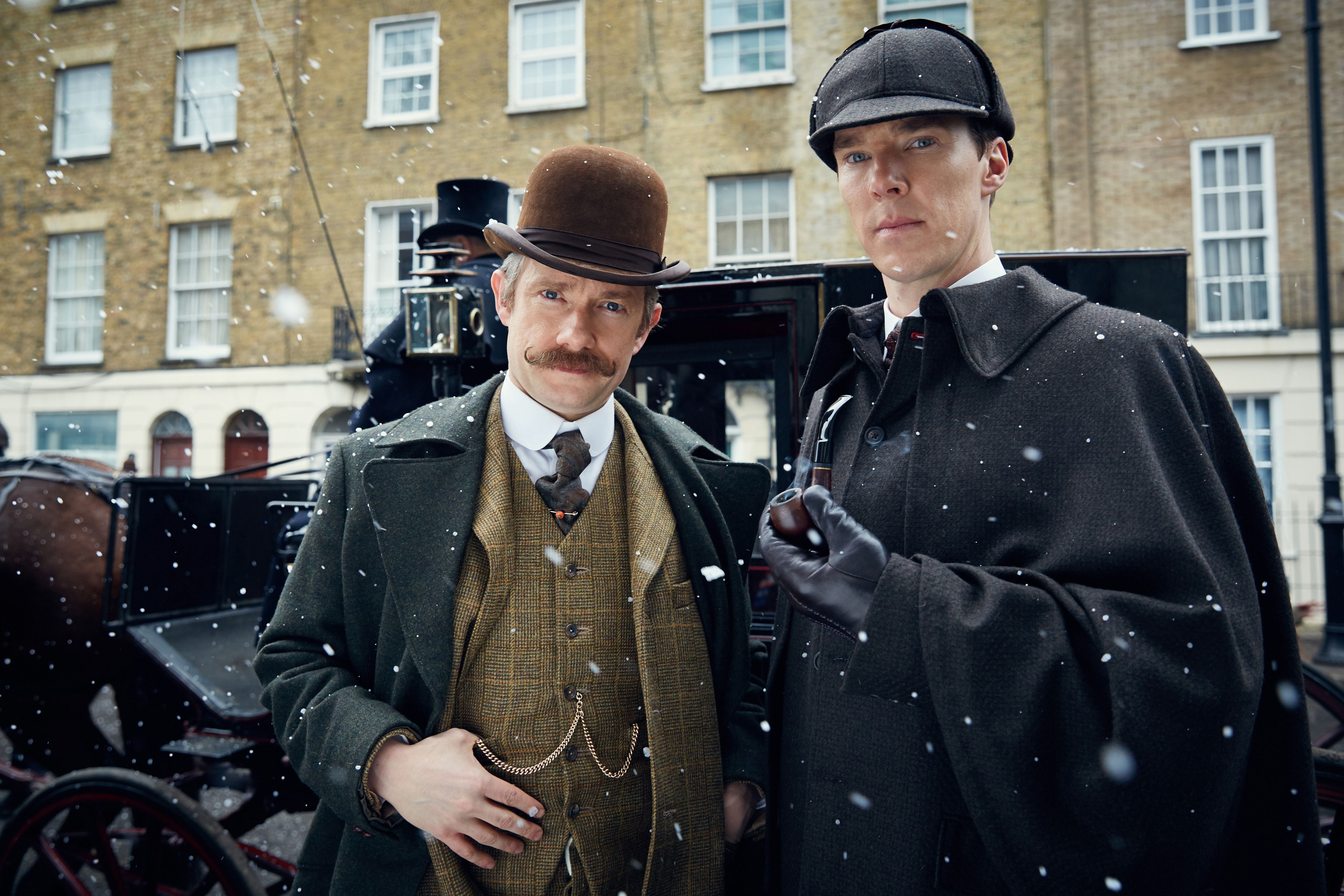 Sherlock John Watson Sherlock Holmes TV Detectives Benedict Cumberbatch Martin Freeman 5189x3459