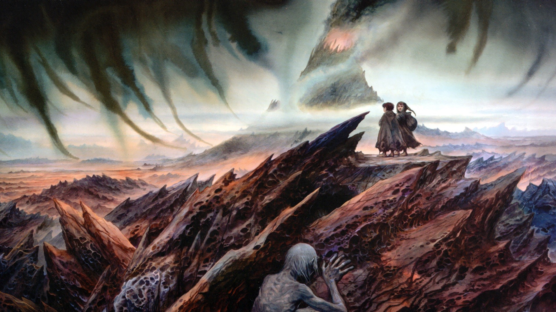 The Lord Of The Rings Frodo Baggins Samwise Gamgee Gollum Artwork Painting John Howe 1920x1080