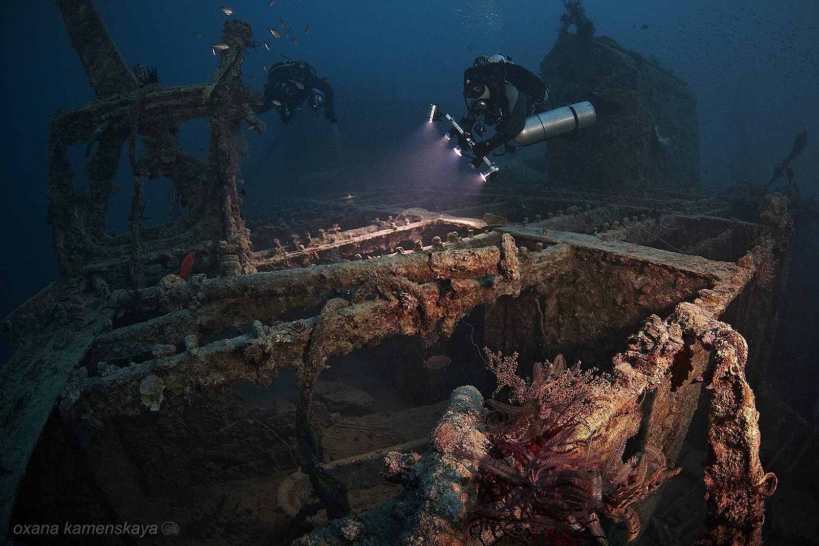 Divers Wreck Underwater 1600x1067