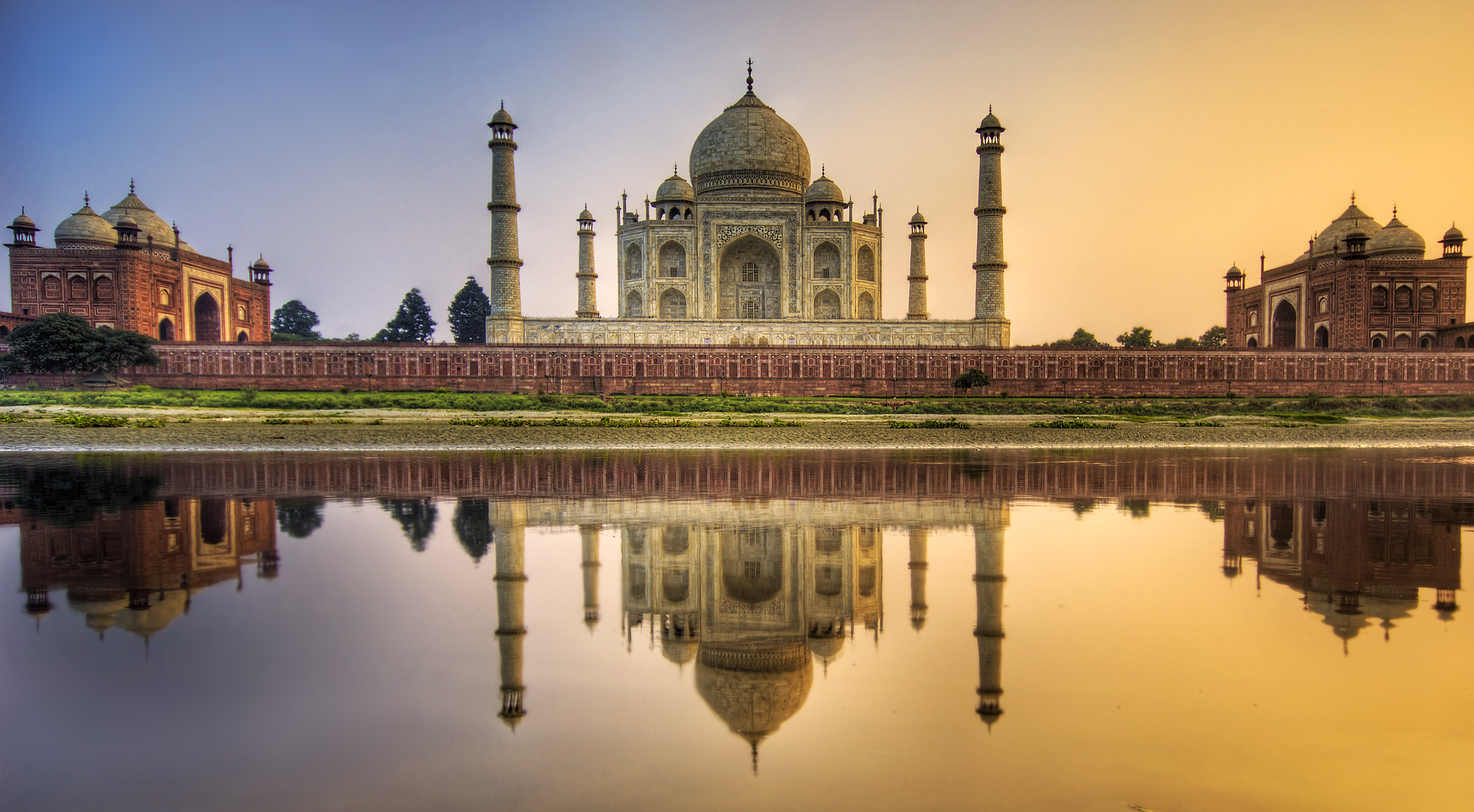 Taj Mahal Agra India Reflection Uttar Pradesh 4011x2211