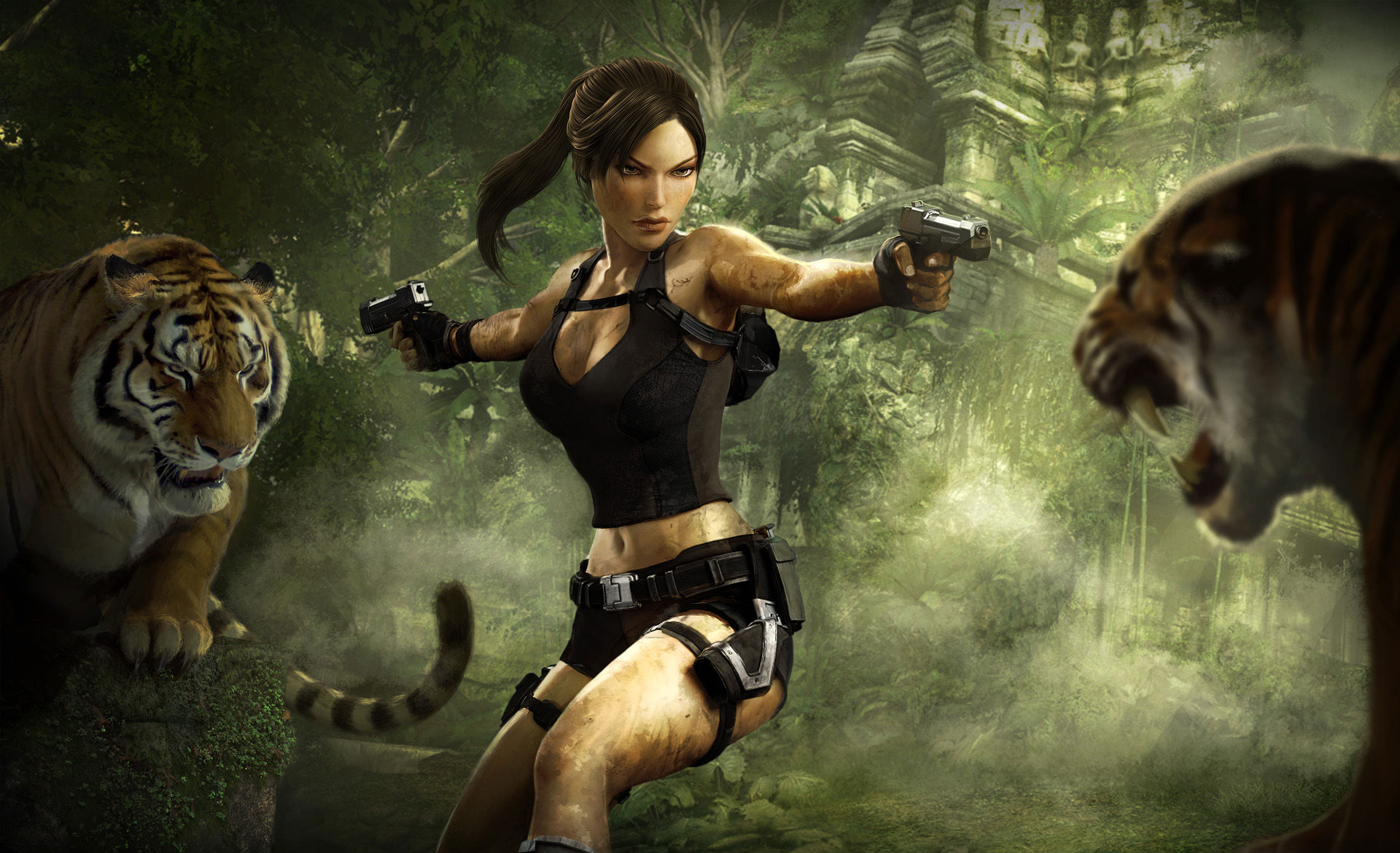 Lara Croft Tiger Gun Tomb Raider Tomb Raider Underworld 1920x1170