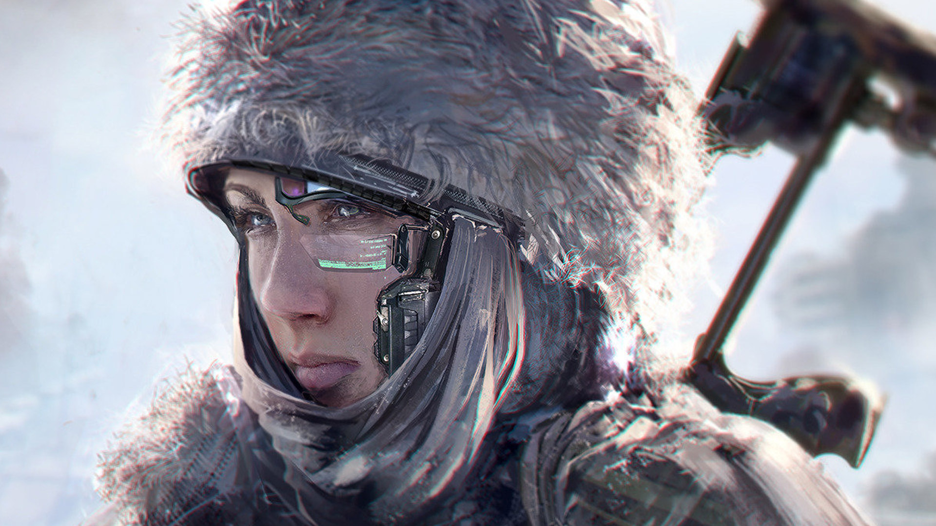 Women Blue Eyes Futuristic Science Fiction Weapon Saoirse Ronan Klaus Wittmann 1920x1080