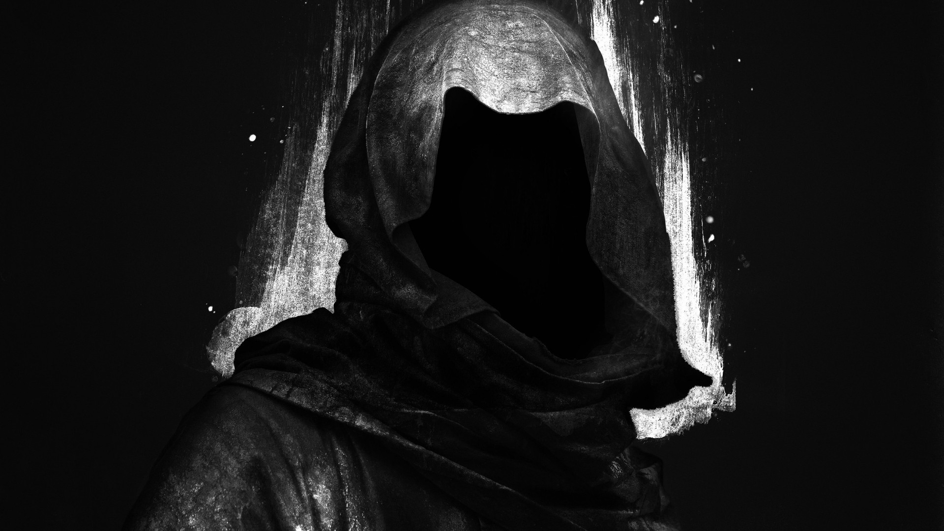 Black Background Digital Art Hoods Faceless Dark Grim Reaper 1920x1080