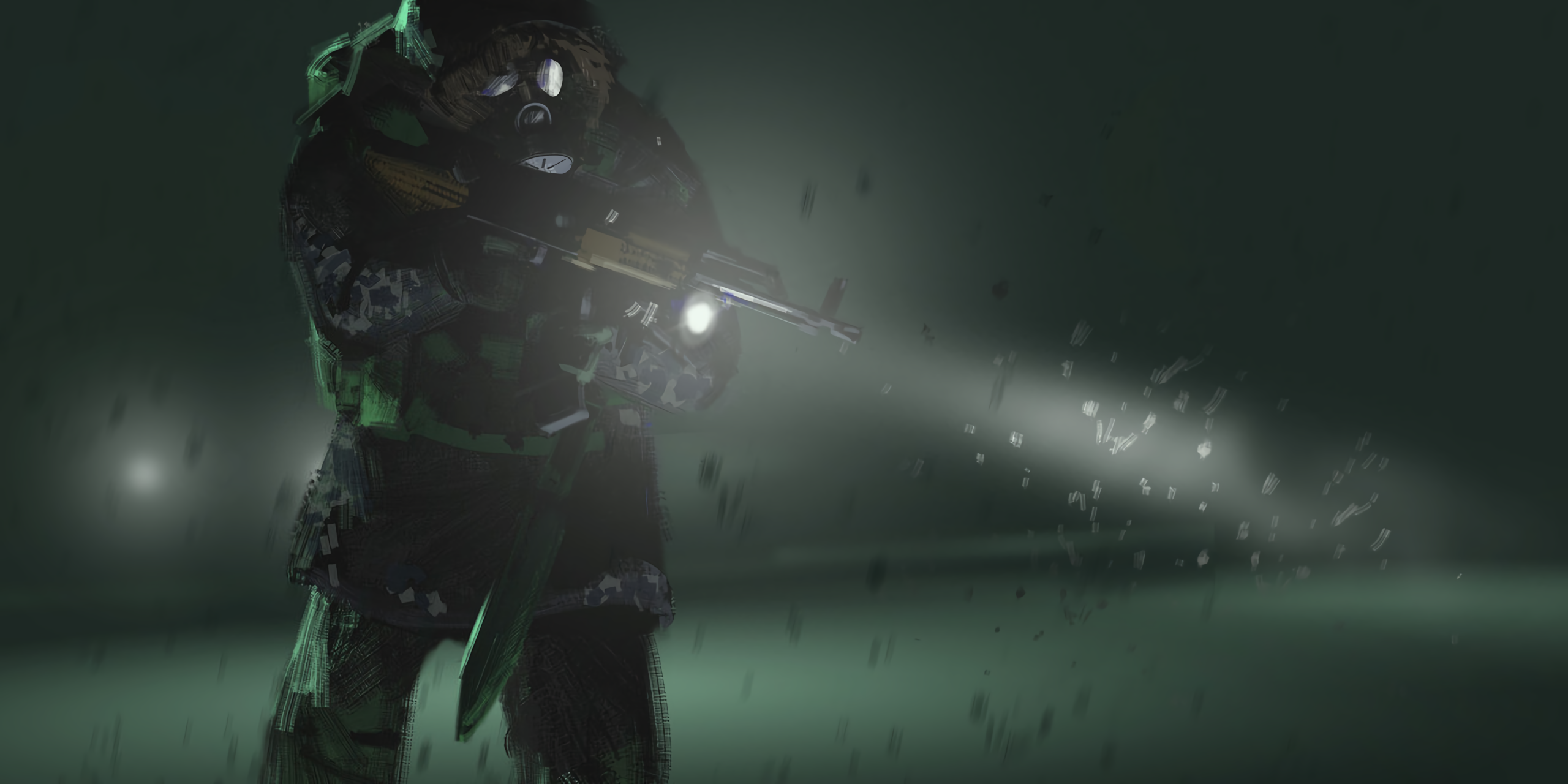 Arctic Weapon Snow Knife Gas Masks Lights Soldier Knives 2560x1280