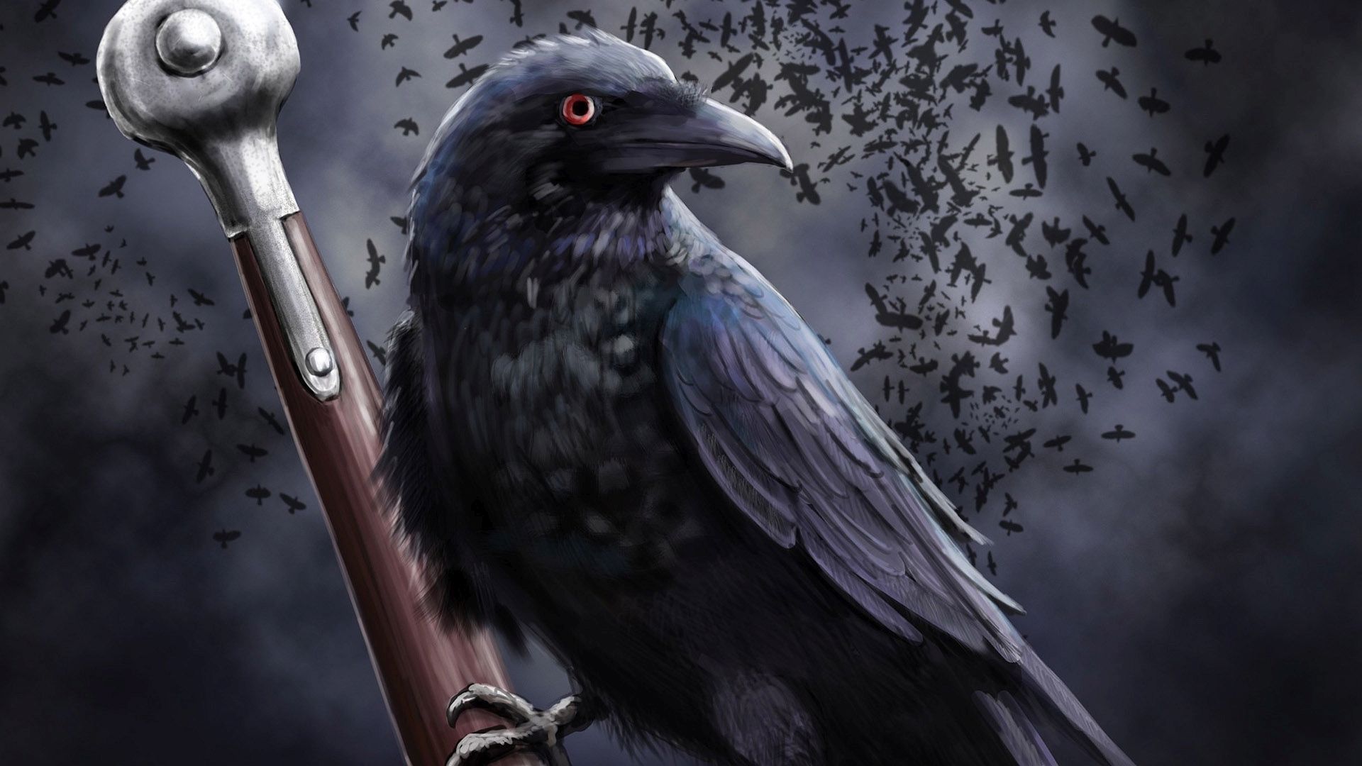 Artistic Raven Bird Sword Close Up 1920x1080