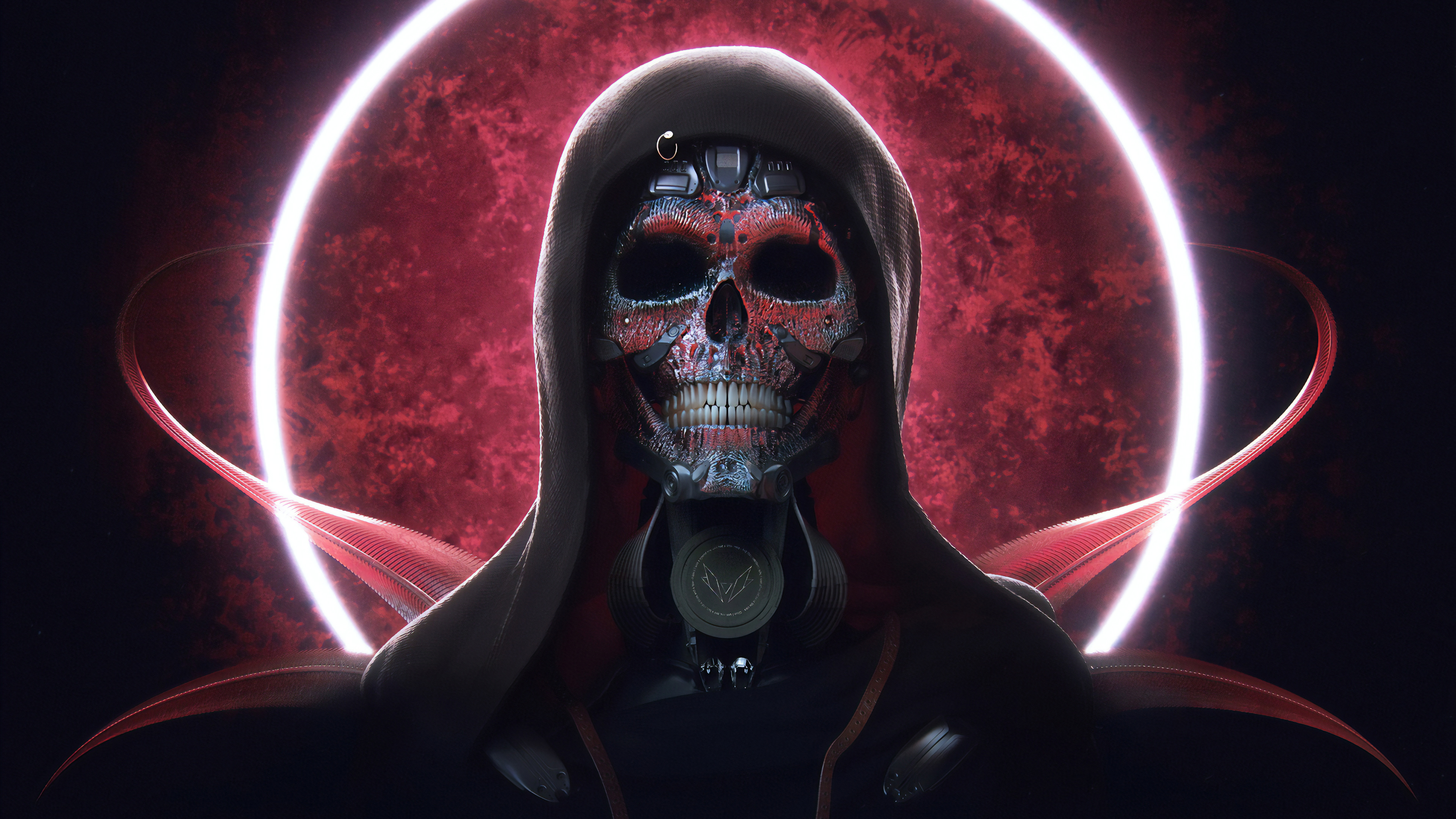 Digital Digital Art Artwork Fantasy Art Lights Death Dark Futuristic Hoods Techno Skull Surreal Crea 3840x2160