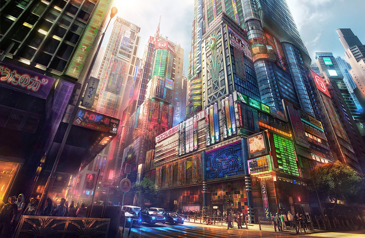 Skyscraper Intersections Cityscape Artwork Colorful 1280x834