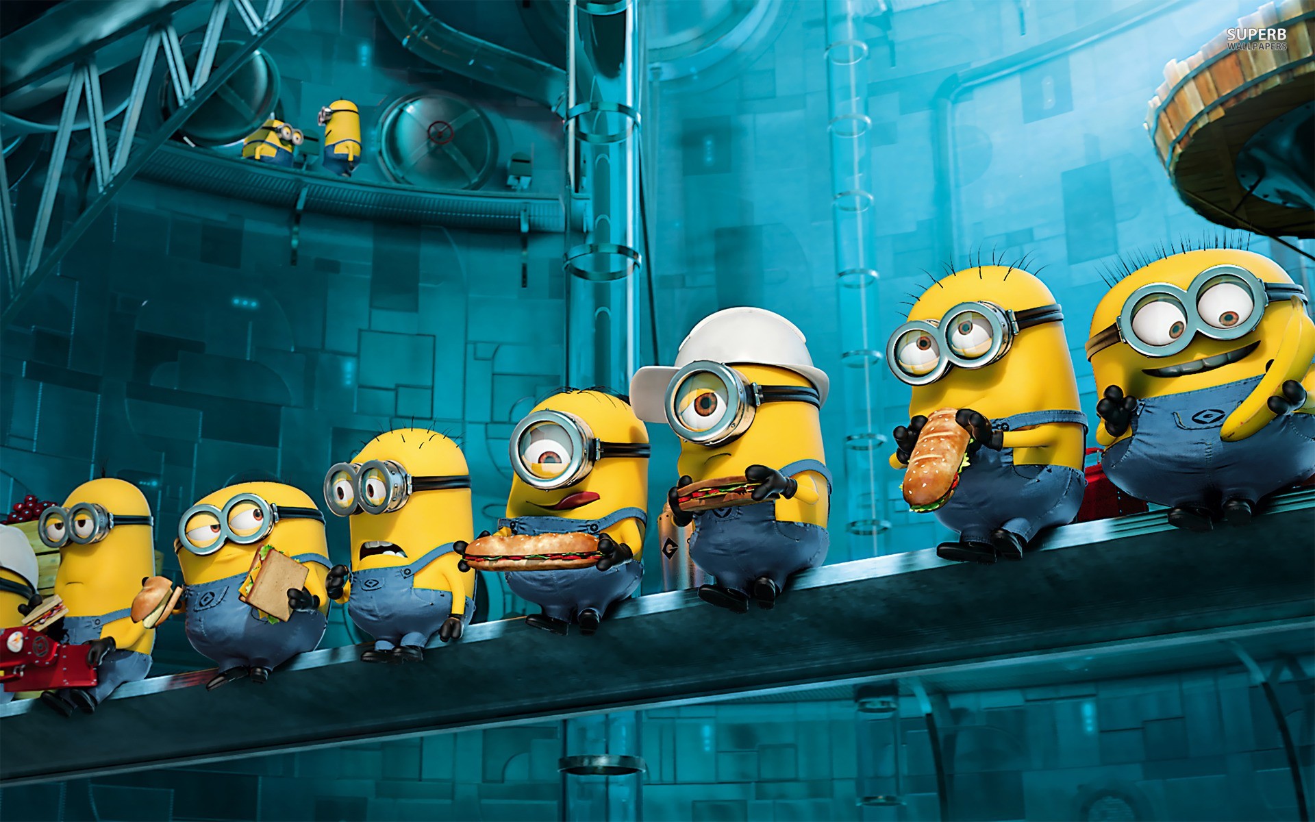 Despicable Me Minions Bananas Movies Animated Movies Humor Crossover Cyan 1920x1200