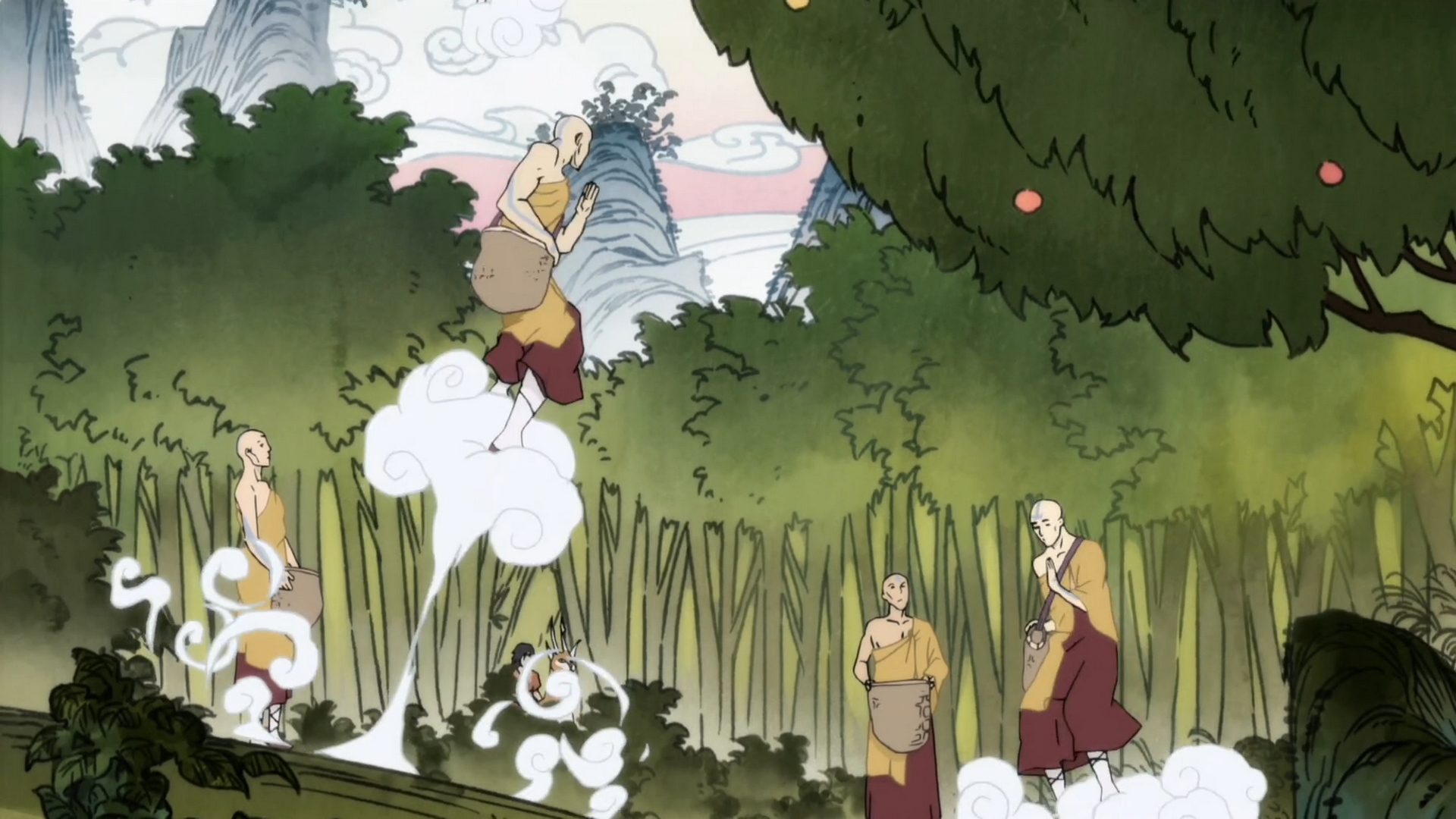 Avatar Anime Trees Monks 1920x1080