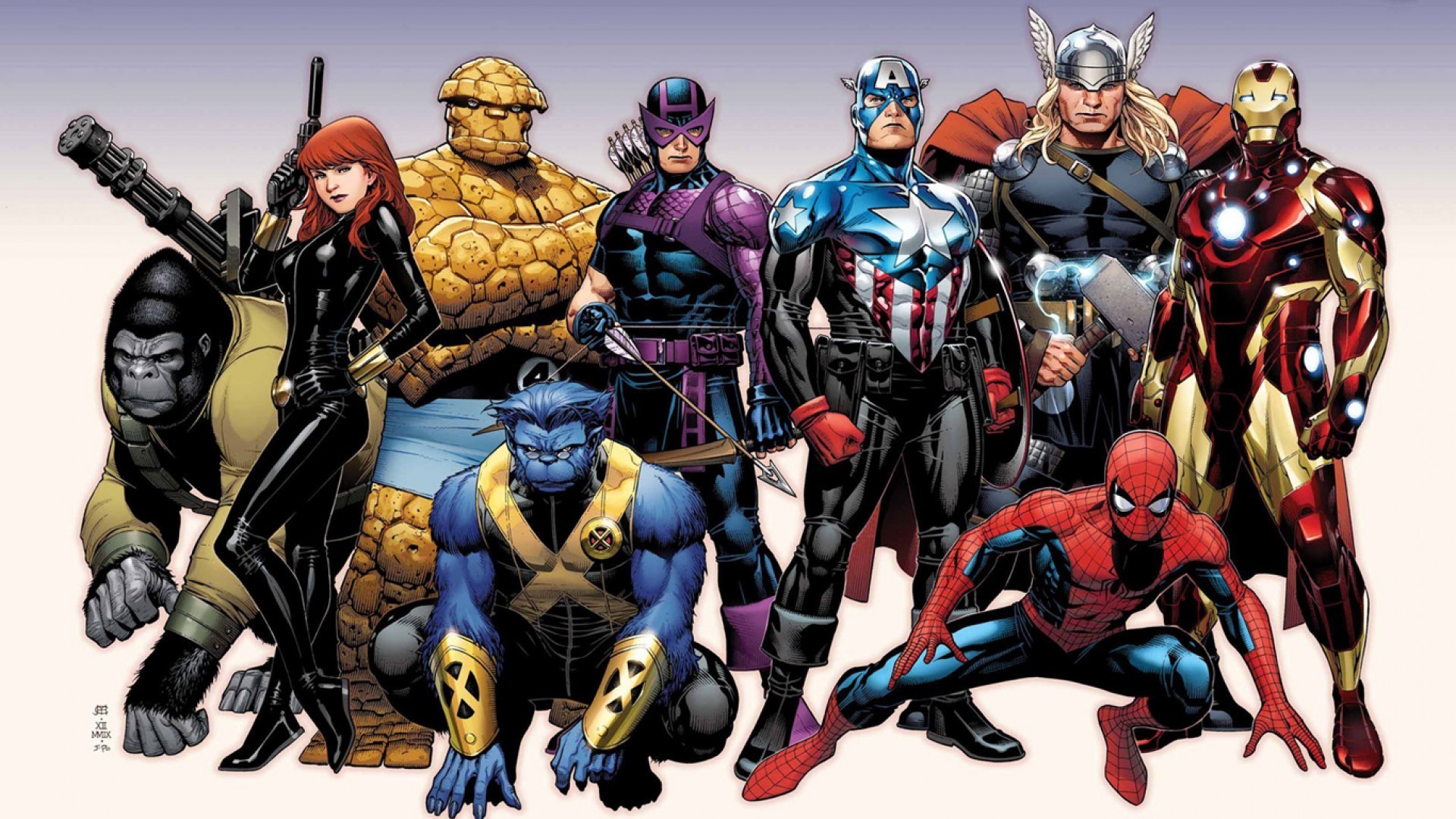 Comics Spider Man Iron Man Captain America Thor Hawkeye Beast Character Black Widow The Avengers Thi 1920x1080