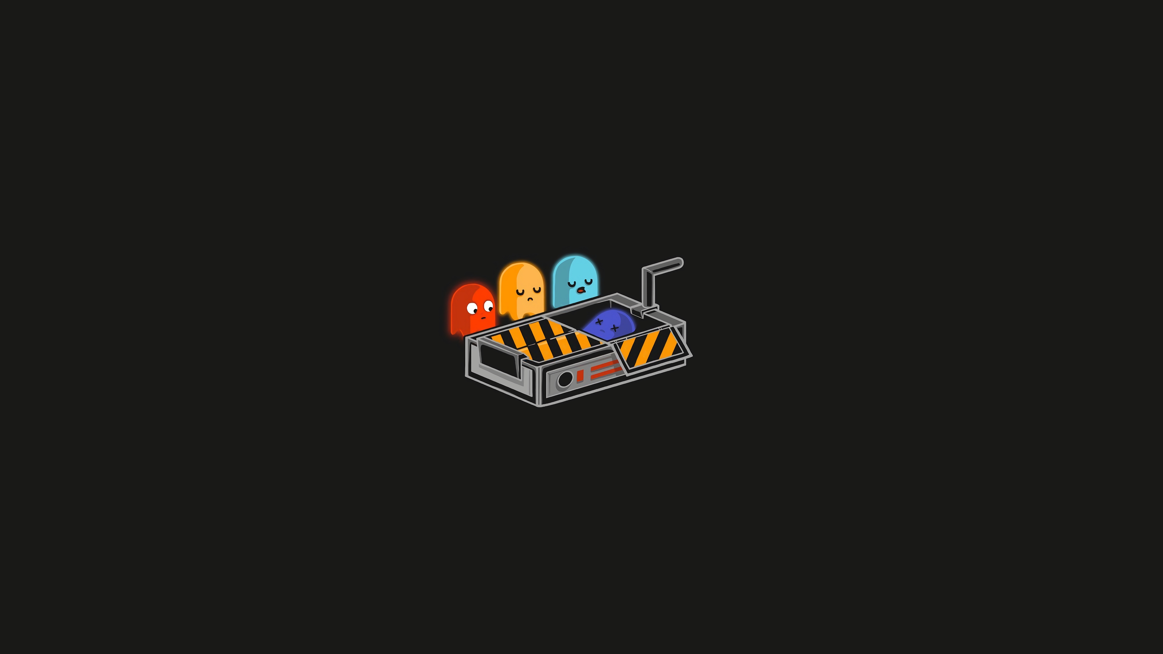 Artwork Minimalism Simple Background Dead Pac Man Ghosts Video Games Retro Games 3840x2160