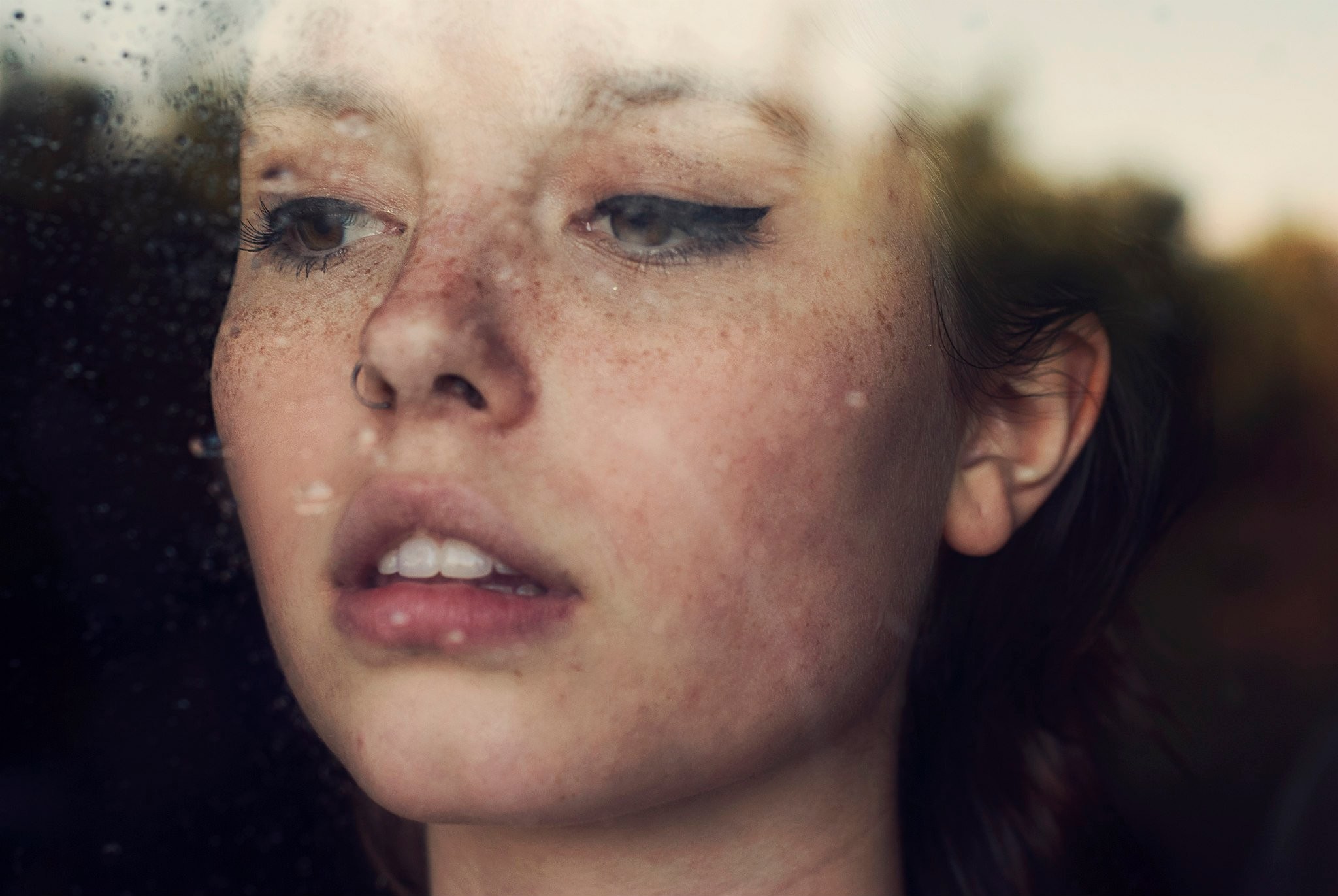 Women Ruby James Looking Out Window Freckles Nose Rings Skye Thompson 2048x1371