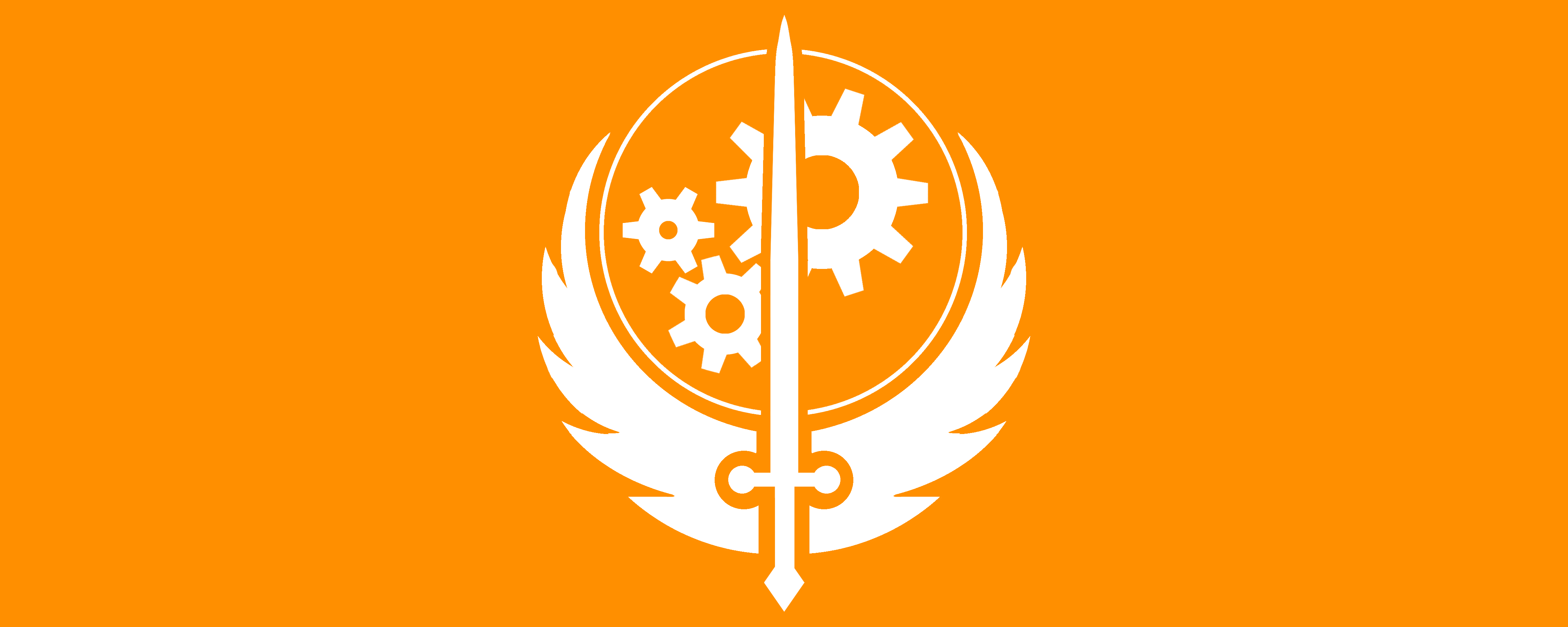Fallout Video Games Orange Background Simple Background Video Game Art Brotherhood Of Steel 4500x1800