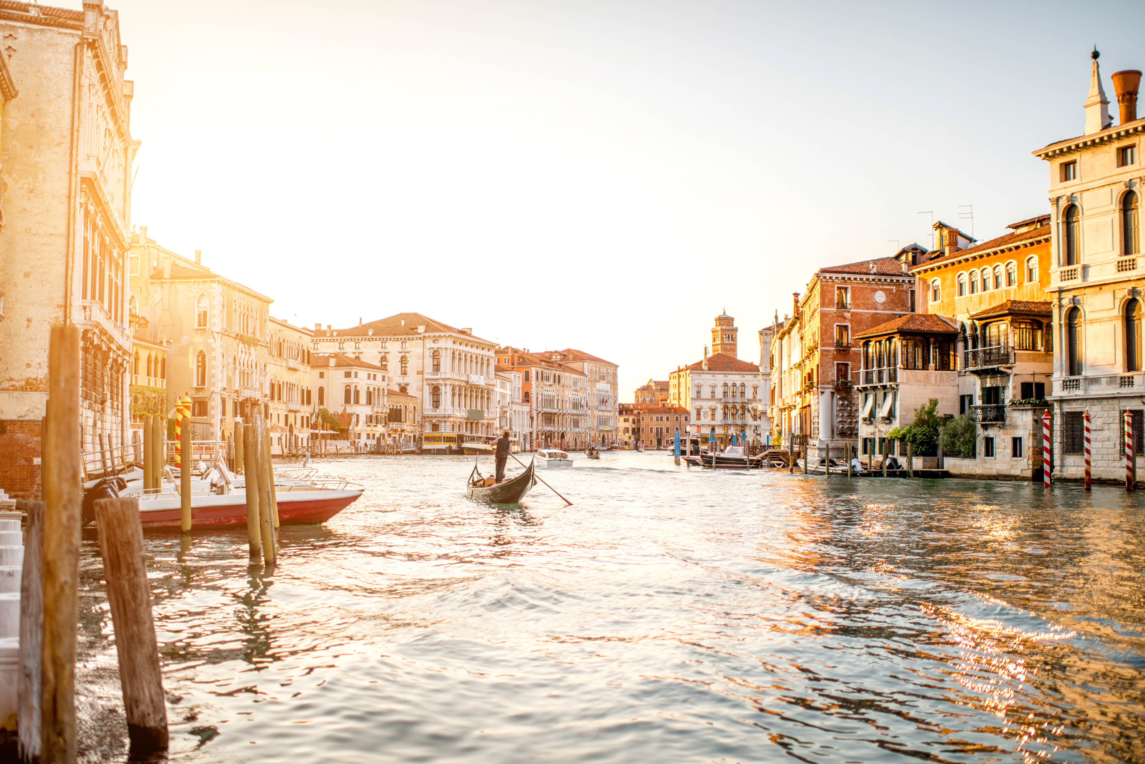 Venice City Italy Canal Building House Gondola Sunny 3680x2456