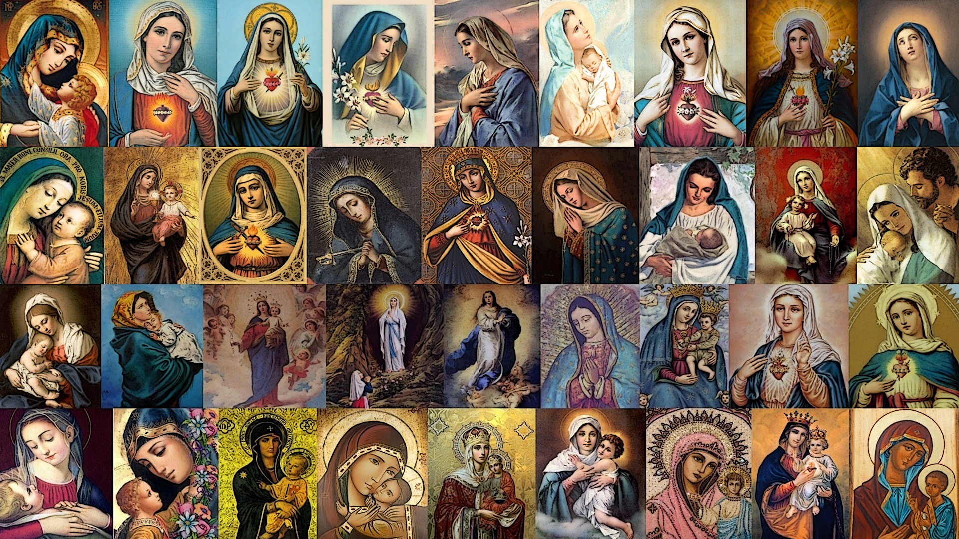 Jesus Christ Collage Christianity Virgin Mary Religion Artwork 1920x1080