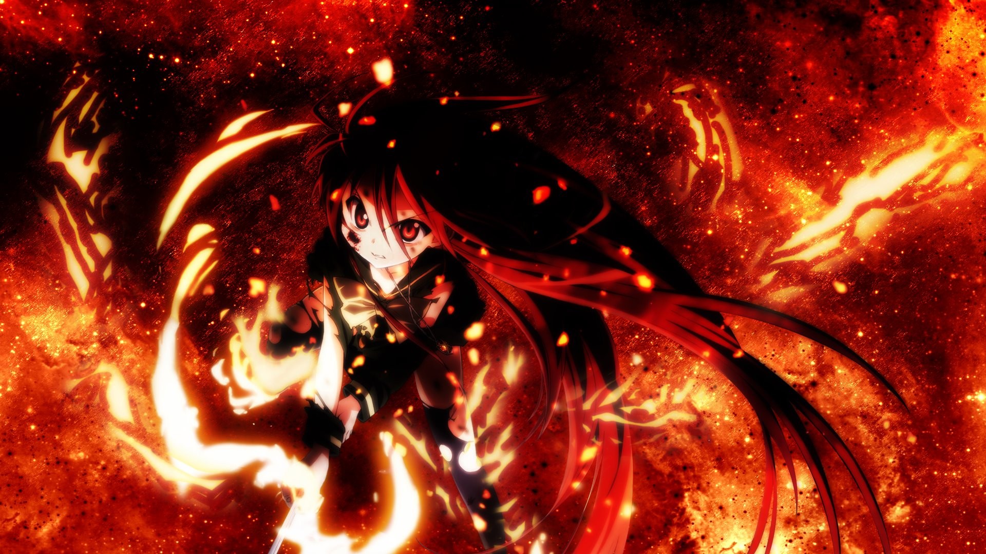 Anime Anime Girls Long Hair Shakugan No Shana Shana Red Eyes Fire 1920x1080