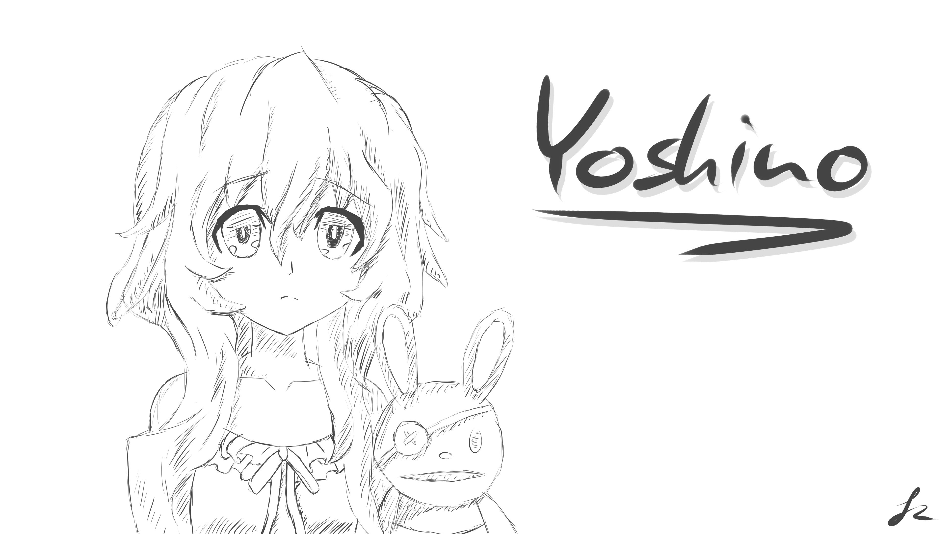 Yoshino Date A Live Yoshinon Manga Sketch Monochrome 3840x2160