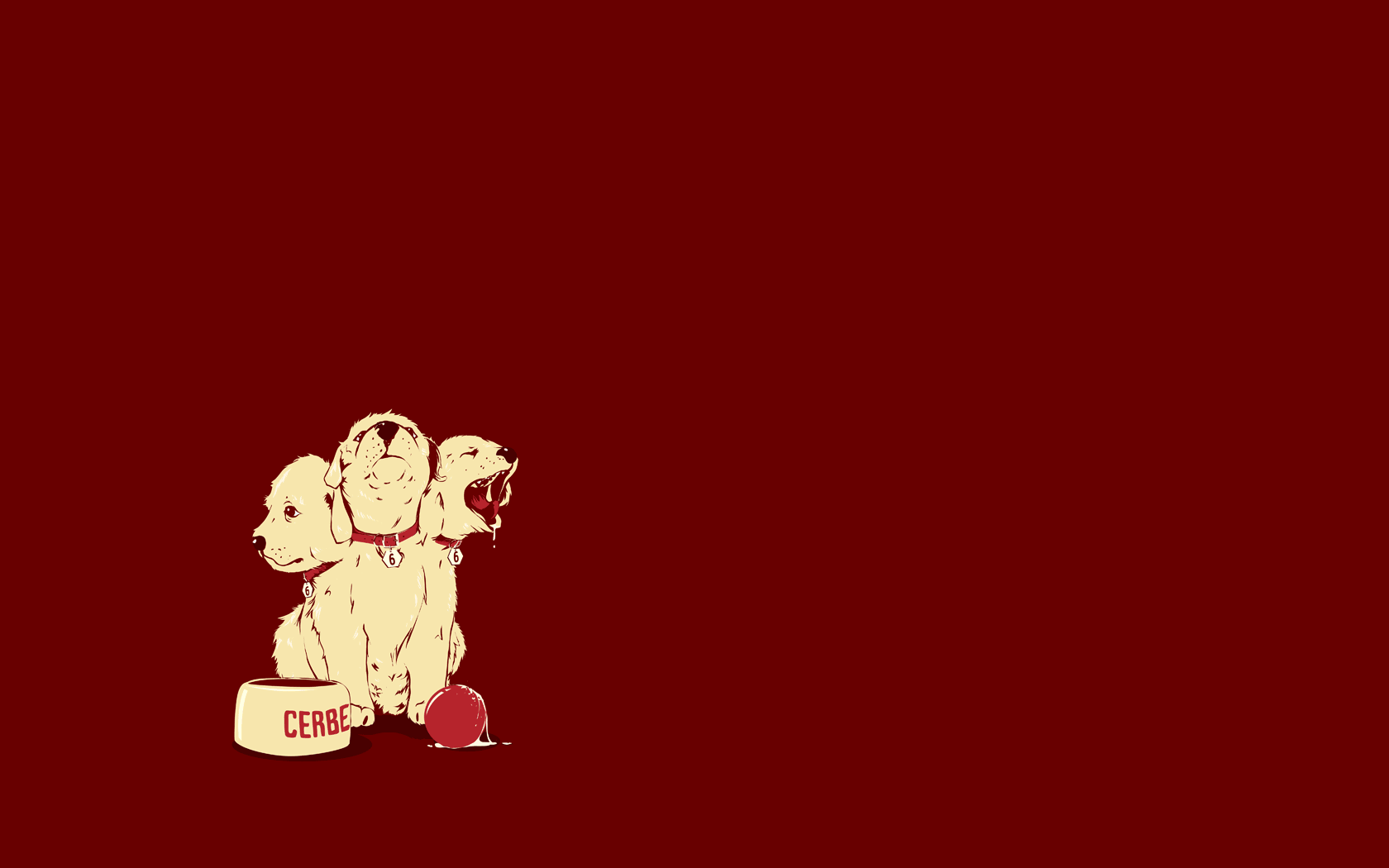 Cerberus Dog Minimalism Animals Red Background 1680x1050