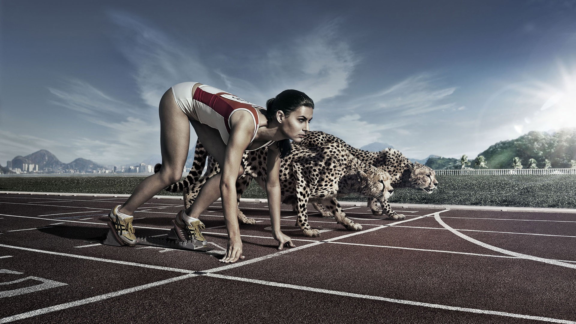 Athletes Running Cheetahs 1920x1080
