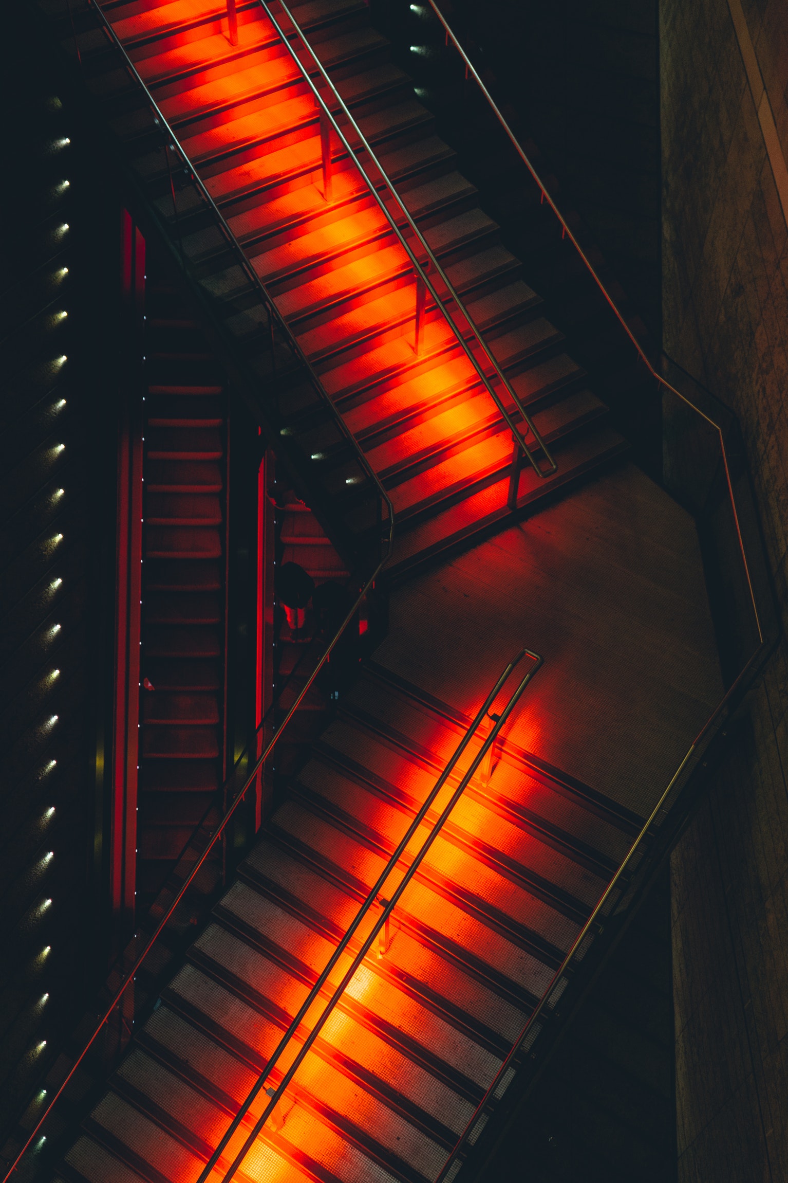 Architecture Building Stairs Staircase Lights Neon Portrait Display Wall Top View 1534x2301