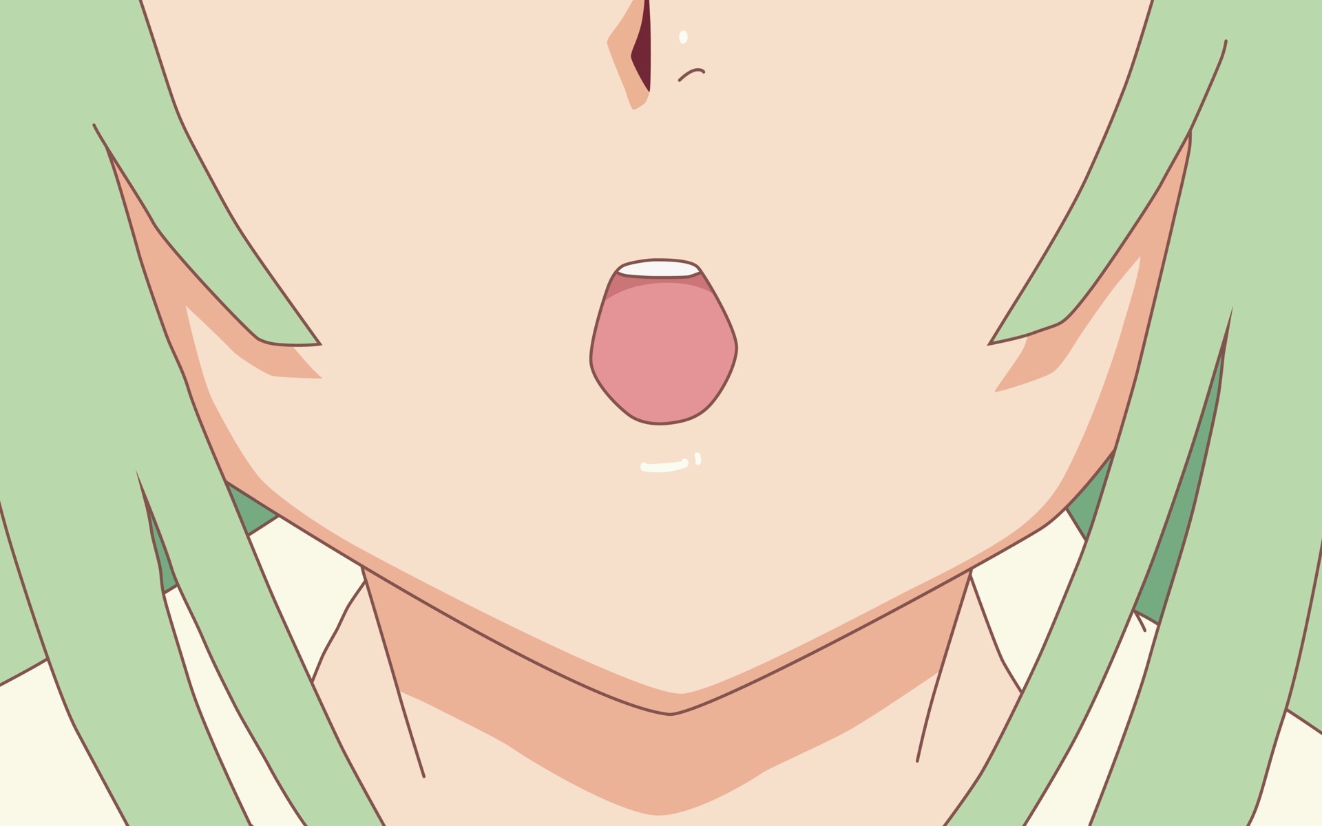 Sengoku Nadeko Monogatari Series Anime Girls Green Hair Closeup 1920x1200