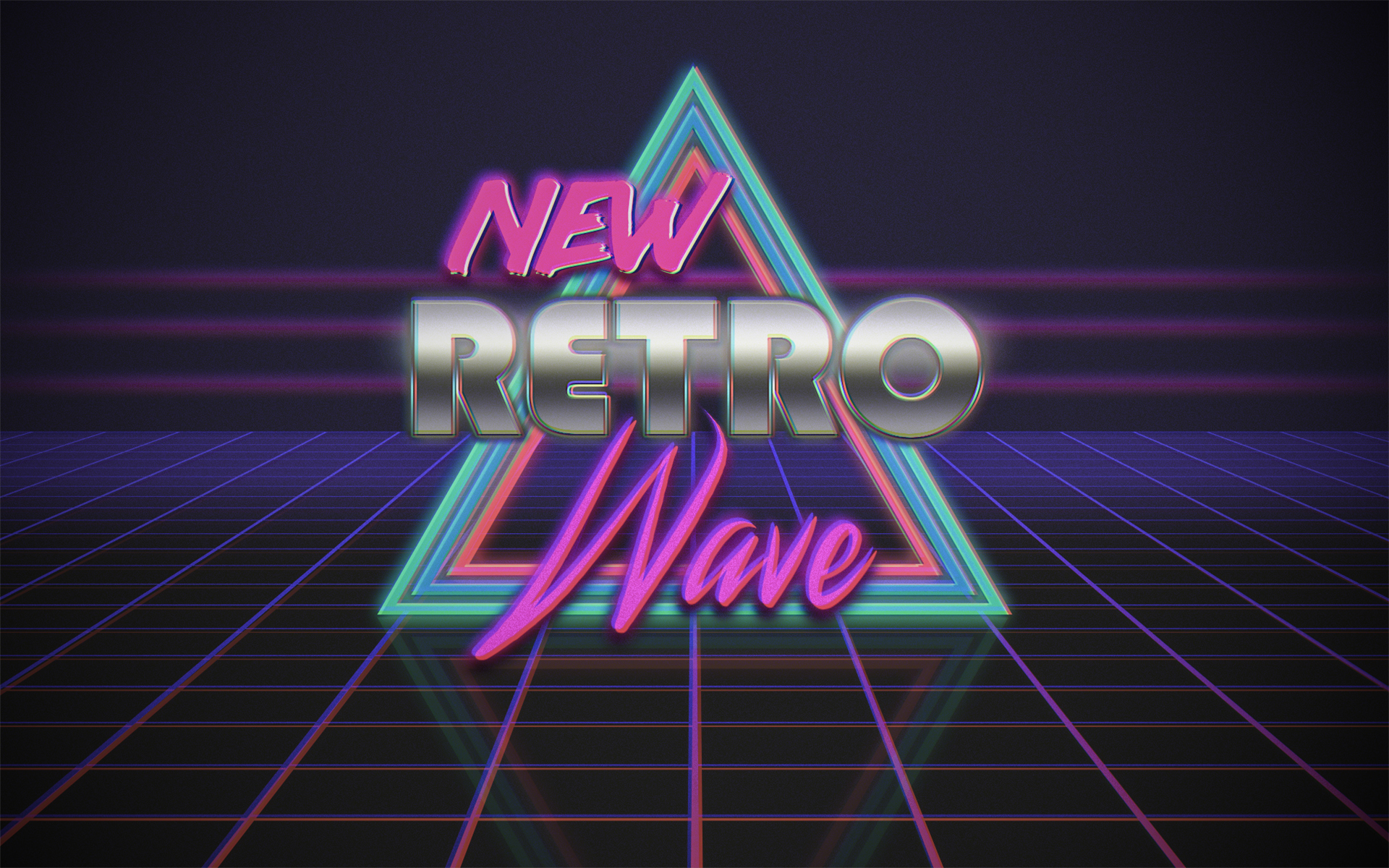 Retro Style Neon Vintage Digital Art 1980s Synthwave Typography New Retro Wave 1920x1200