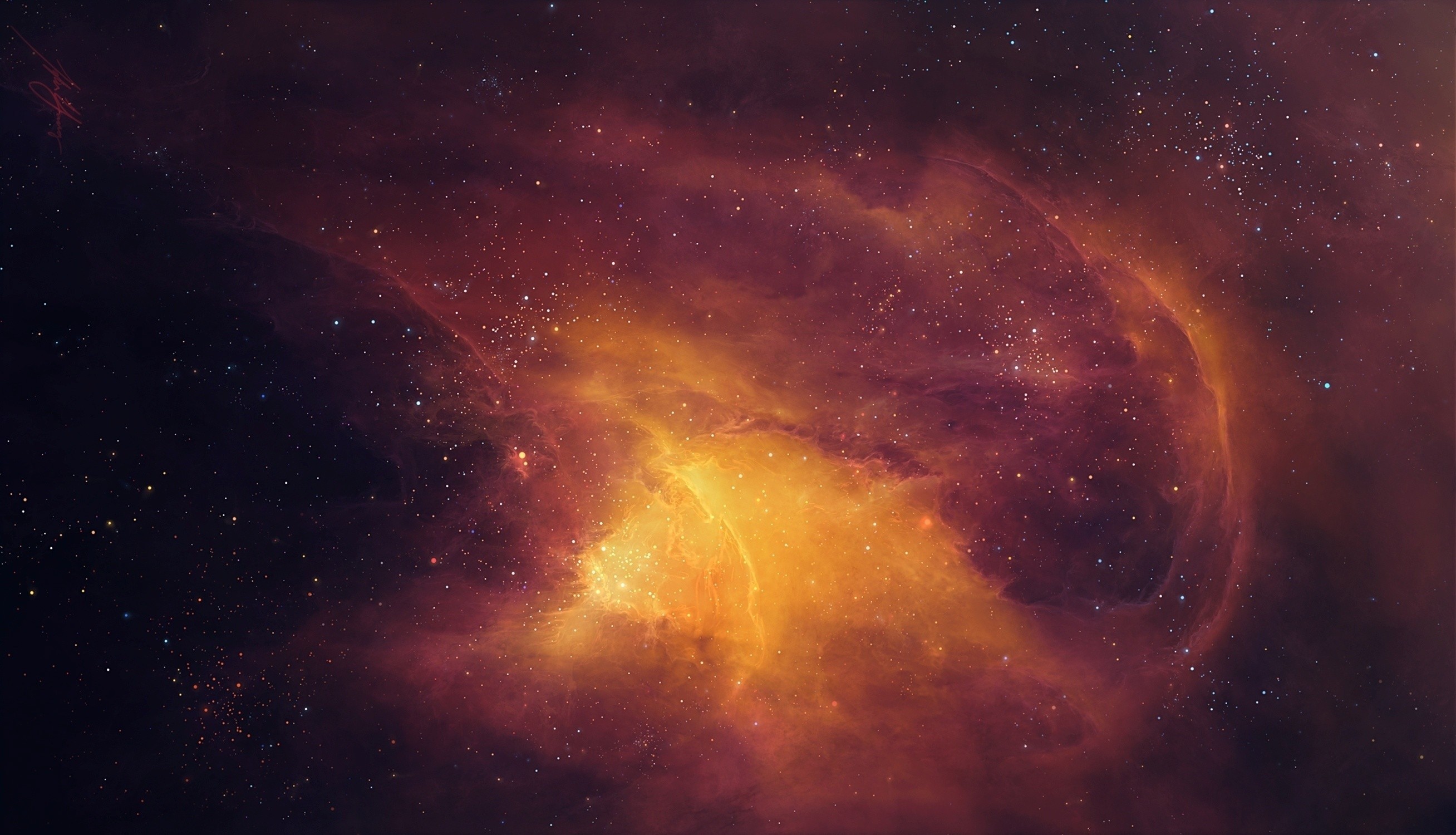 Space TylerCreatesWorlds Space Art Digital Art Artwork Nebula Orange 2616x1500