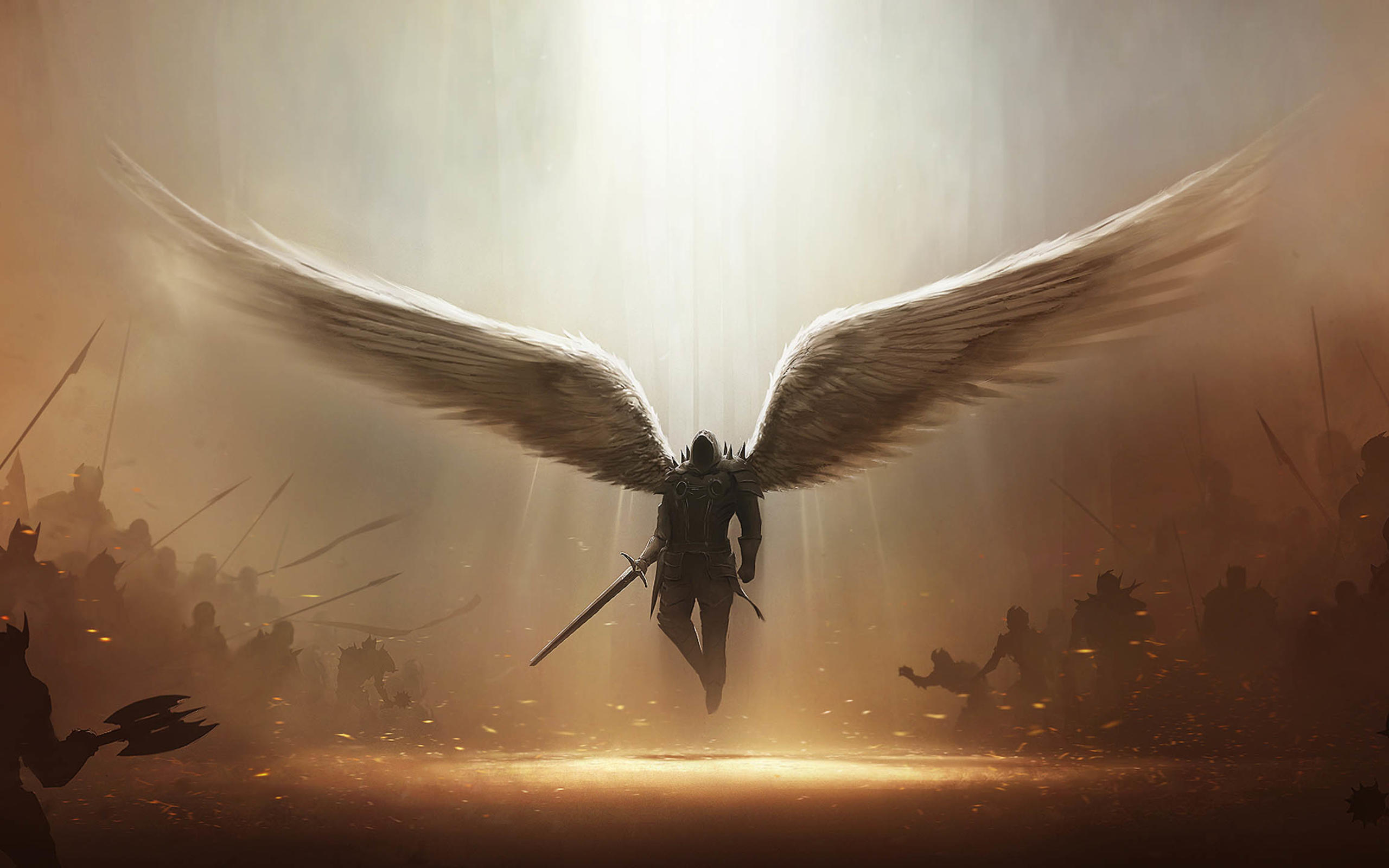 Angel Dark Wings Demon Sword Weapon Tyrael Diablo Iii Diablo Iii Angel Warrior 2560x1600
