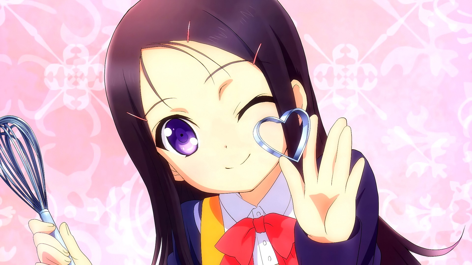 Anime Anime Girls Otosaka Ayumi Charlotte Anime Violet Eyes Long Hair Brunette Smiling Looking At Vi 1920x1080